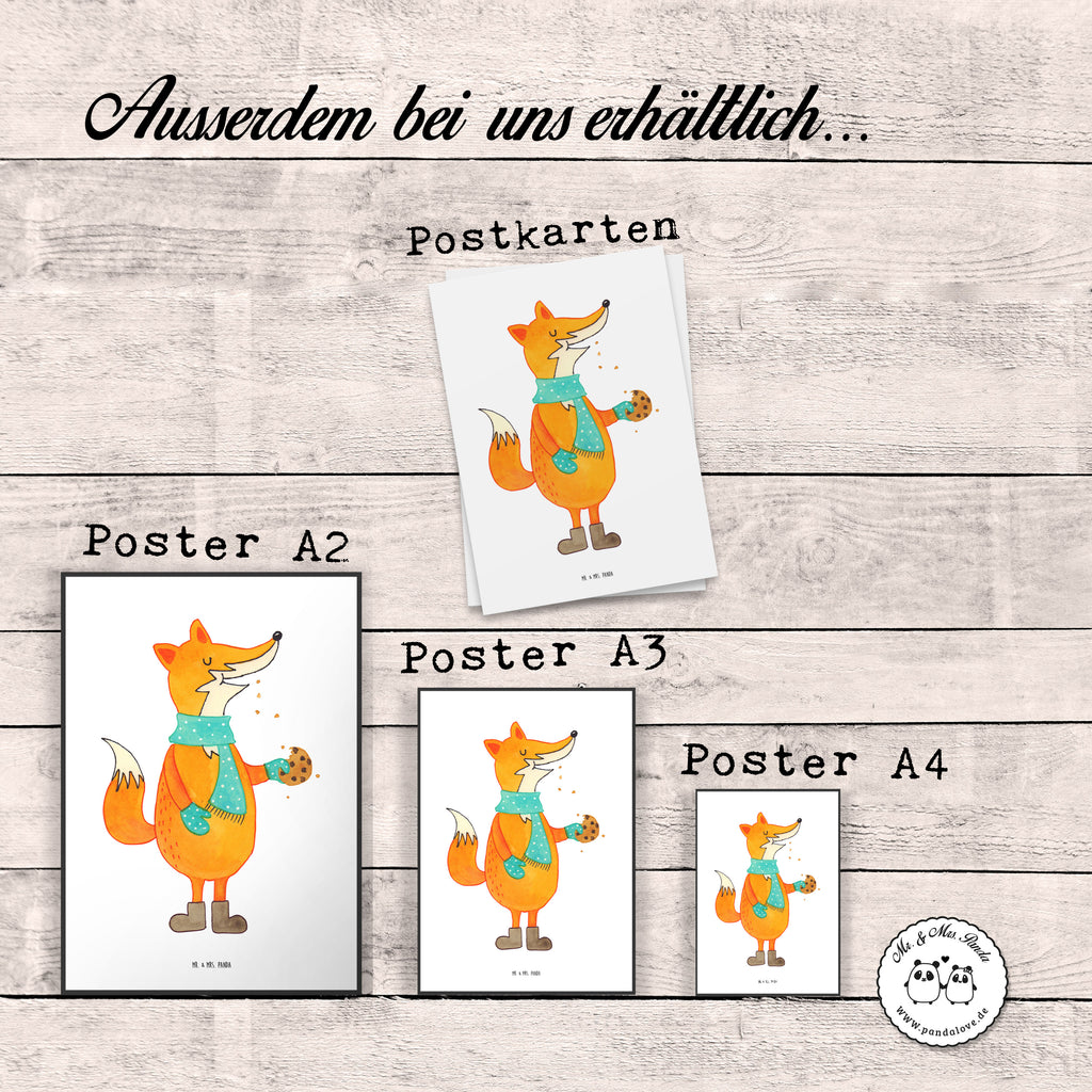 Poster Fuchs Keks Poster, Wandposter, Bild, Wanddeko, Küchenposter, Kinderposter, Wanddeko Bild, Raumdekoration, Wanddekoration, Handgemaltes Poster, Mr. & Mrs. Panda Poster, Designposter, Kunstdruck, Posterdruck, Fuchs, Füchse, Backen Spruch, Kekse, Winter, Weihnachtszeit, Plätzchen, Liebe, Küche Deko