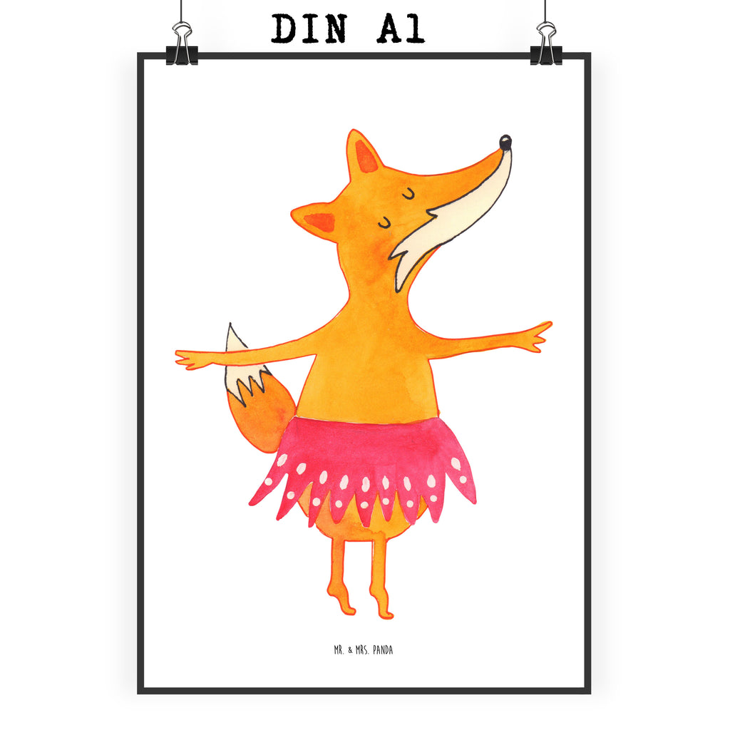 Poster Fuchs Ballerina Poster, Wandposter, Bild, Wanddeko, Küchenposter, Kinderposter, Wanddeko Bild, Raumdekoration, Wanddekoration, Handgemaltes Poster, Mr. & Mrs. Panda Poster, Designposter, Kunstdruck, Posterdruck, Fuchs, Fuchs Spruch, Füchse, Füchsin, Ballerina, Ballett, Tänzerin, Tanzen, Party, Einladung, Geburtstag