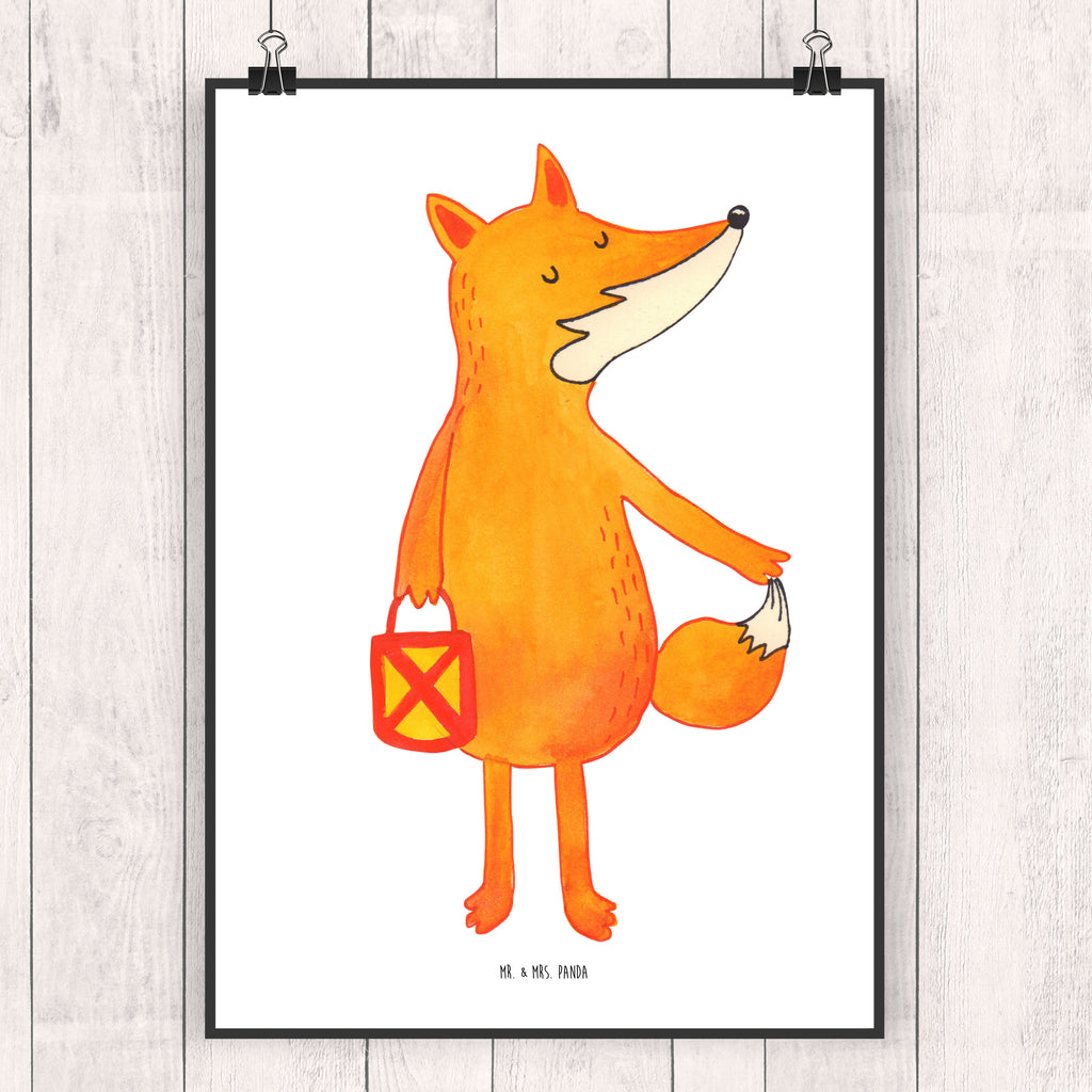 Poster Fuchs Laterne Poster, Wandposter, Bild, Wanddeko, Küchenposter, Kinderposter, Wanddeko Bild, Raumdekoration, Wanddekoration, Handgemaltes Poster, Mr. & Mrs. Panda Poster, Designposter, Kunstdruck, Posterdruck, Fuchs, Füchse, Spruch trösten, Liebeskummer Spruch, Laterne, Sankt Martin, Laternenumzug, Aufmuntern, Cäsar Otto Hugo Flaischlen