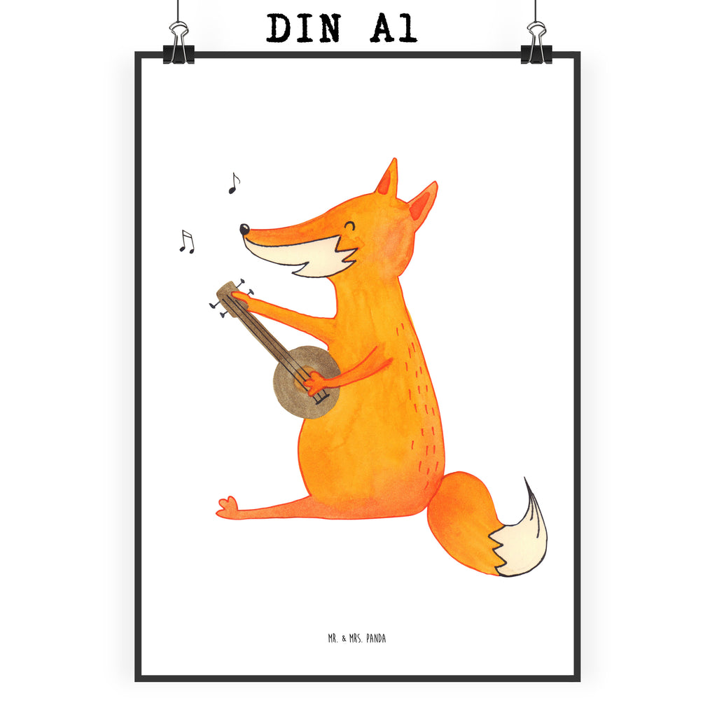 Poster Fuchs Gitarre Poster, Wandposter, Bild, Wanddeko, Küchenposter, Kinderposter, Wanddeko Bild, Raumdekoration, Wanddekoration, Handgemaltes Poster, Mr. & Mrs. Panda Poster, Designposter, Kunstdruck, Posterdruck, Fuchs, Füchse, Geschenk Musiker, Musik Spruch, Musikerin, Sänger, Sängerin, Gitarre