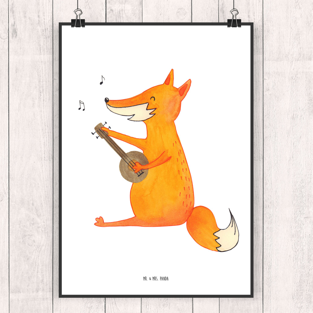 Poster Fuchs Gitarre Poster, Wandposter, Bild, Wanddeko, Küchenposter, Kinderposter, Wanddeko Bild, Raumdekoration, Wanddekoration, Handgemaltes Poster, Mr. & Mrs. Panda Poster, Designposter, Kunstdruck, Posterdruck, Fuchs, Füchse, Geschenk Musiker, Musik Spruch, Musikerin, Sänger, Sängerin, Gitarre