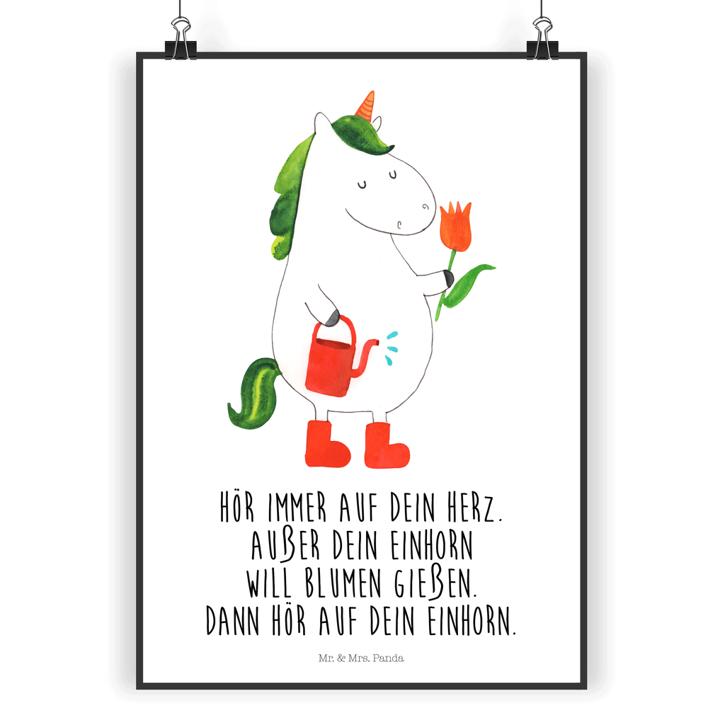 Poster Einhorn Gärtner Poster, Wandposter, Bild, Wanddeko, Küchenposter, Kinderposter, Wanddeko Bild, Raumdekoration, Wanddekoration, Handgemaltes Poster, Mr. & Mrs. Panda Poster, Designposter, Kunstdruck, Posterdruck, Einhorn, Einhörner, Einhorn Deko, Pegasus, Unicorn, Luftballon, Gießkanne, Giesskanne, Lebenslust, Freude, Blume, Freundin, Garten, Stiefel