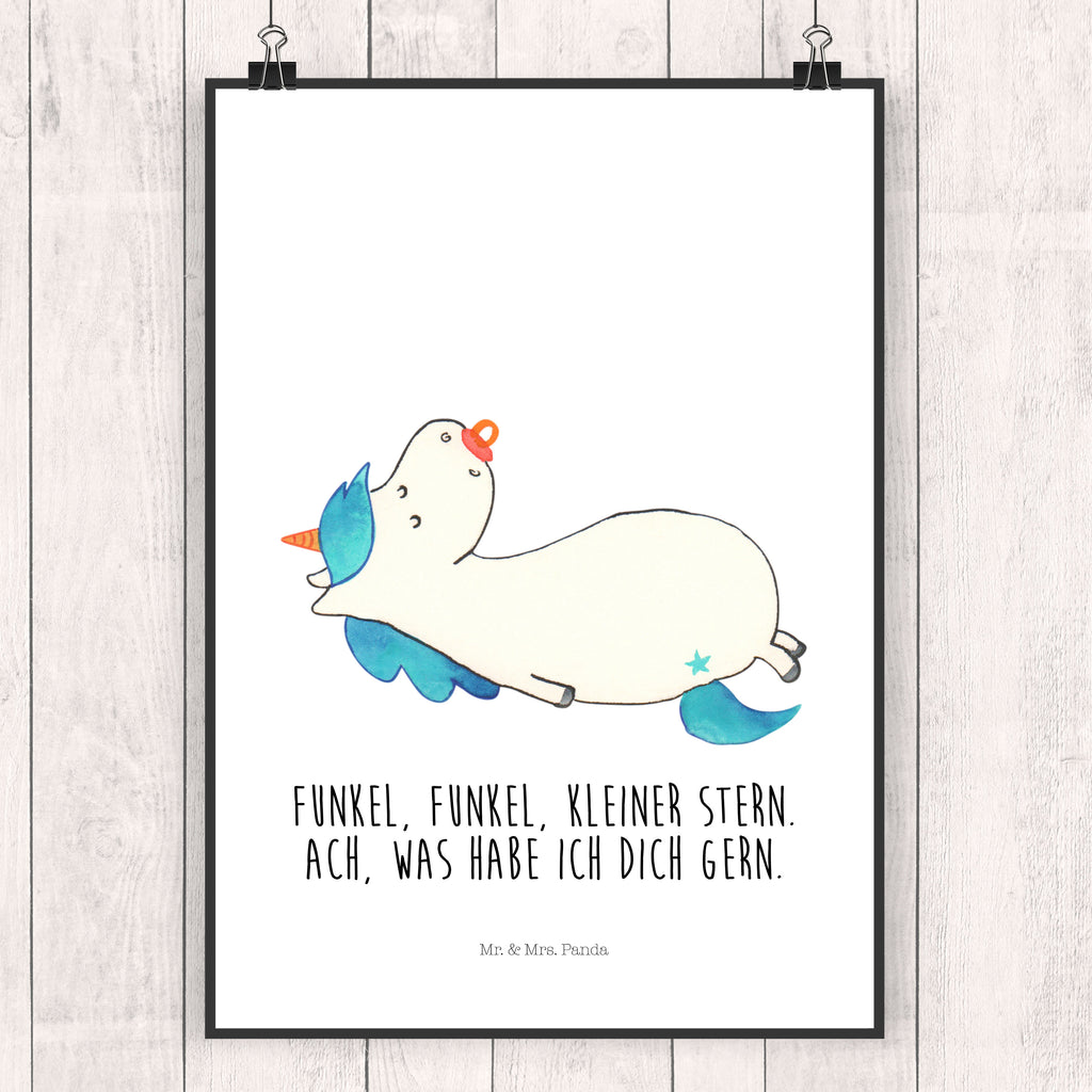 Poster Einhorn Schnullie Poster, Wandposter, Bild, Wanddeko, Küchenposter, Kinderposter, Wanddeko Bild, Raumdekoration, Wanddekoration, Handgemaltes Poster, Mr. & Mrs. Panda Poster, Designposter, Kunstdruck, Posterdruck, Einhorn, Einhörner, Einhorn Deko, Pegasus, Unicorn, Baby, Kleinkind, Geburt, Geburtstag, Säugling, Schnuller, Geschenk Geburt, Mutter, Mama