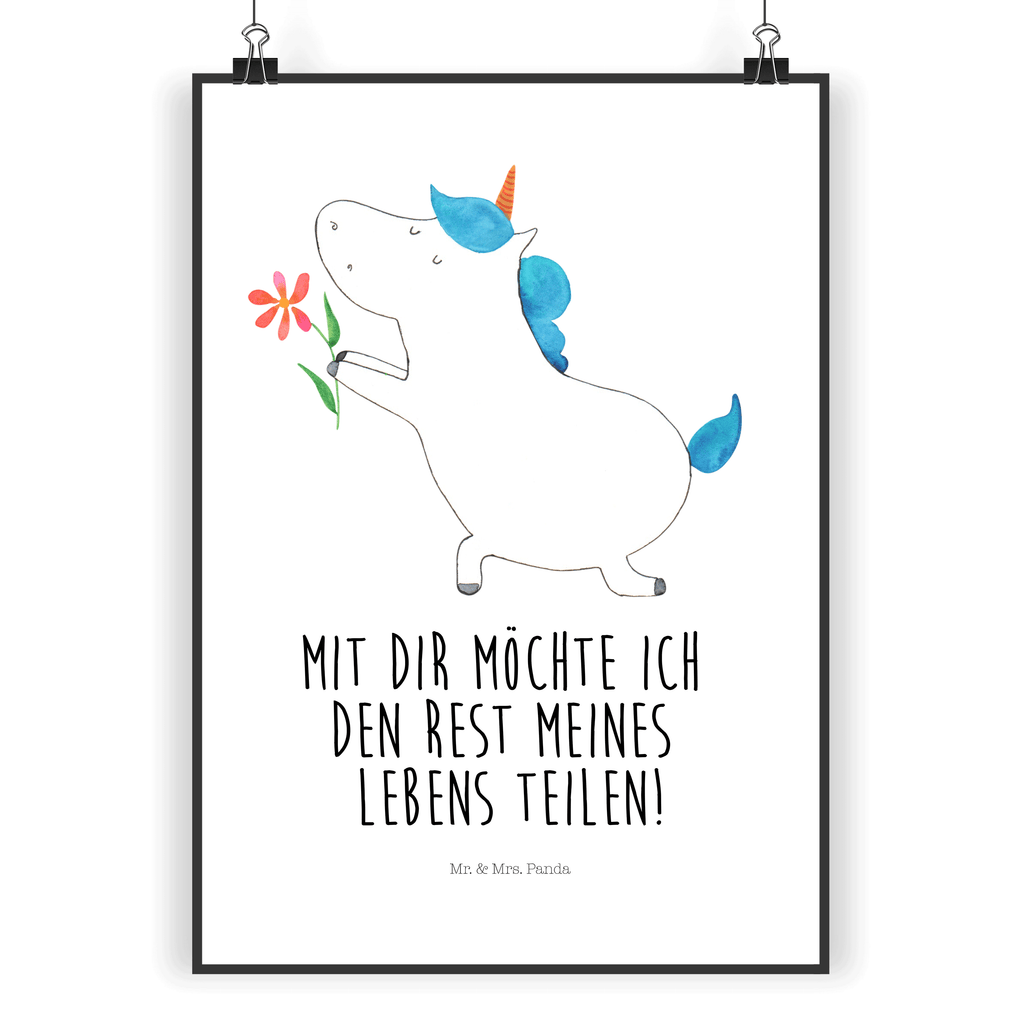 Poster Einhorn Blume Poster, Wandposter, Bild, Wanddeko, Küchenposter, Kinderposter, Wanddeko Bild, Raumdekoration, Wanddekoration, Handgemaltes Poster, Mr. & Mrs. Panda Poster, Designposter, Kunstdruck, Posterdruck, Einhorn, Einhörner, Einhorn Deko, Pegasus, Unicorn, Liebe, Liebesbeweis, Antrag, Heiratsantrag, Verlobung, Ehepaar, Pärchen, Partner, Freund, Freundin, Ehe, heiraten