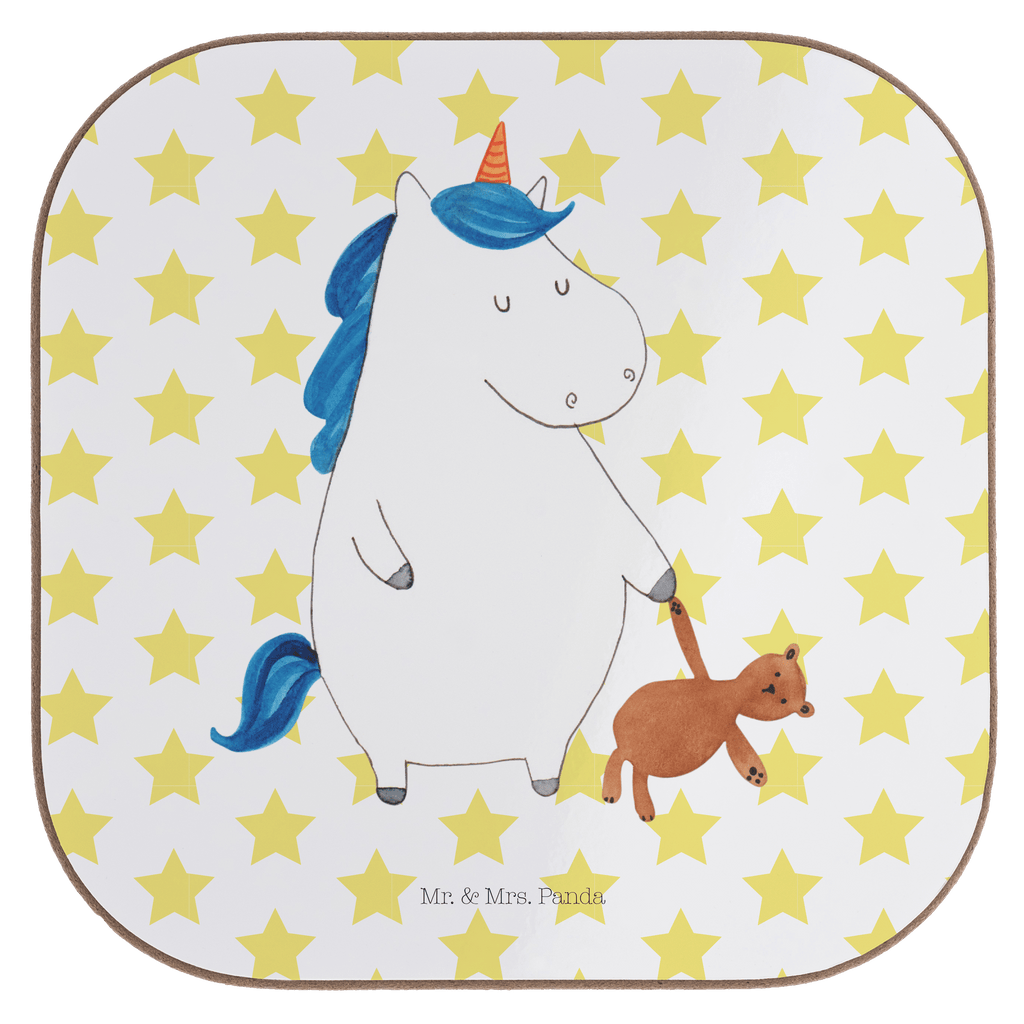 Quadratische Untersetzer Einhorn Teddy Bierdeckel, Glasuntersetzer, Untersetzer Gläser, Getränkeuntersetzer, Einhorn, Einhörner, Einhorn Deko, Pegasus, Unicorn, schlafen, gute Nacht, Single, Bett, Träumen, Freundin, Singleleben