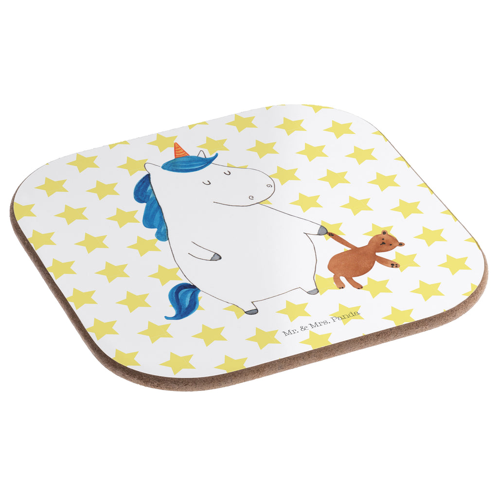 Quadratische Untersetzer Einhorn Teddy Bierdeckel, Glasuntersetzer, Untersetzer Gläser, Getränkeuntersetzer, Einhorn, Einhörner, Einhorn Deko, Pegasus, Unicorn, schlafen, gute Nacht, Single, Bett, Träumen, Freundin, Singleleben