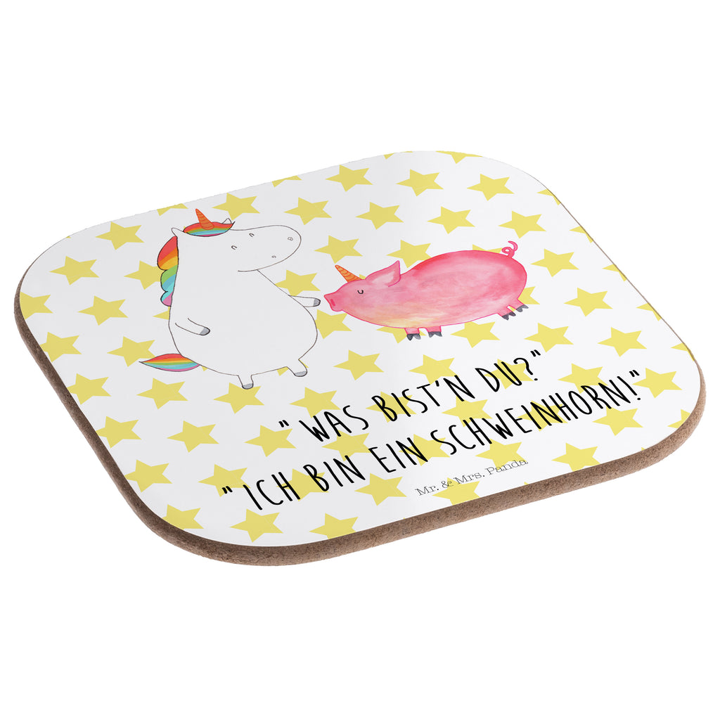 Quadratische Untersetzer Einhorn + Schweinhorn Bierdeckel, Glasuntersetzer, Untersetzer Gläser, Getränkeuntersetzer, Einhorn, Einhörner, Einhorn Deko, Pegasus, Unicorn, Freundschaft, Schweinhorn, Schwein, Freundin, Schweinchen