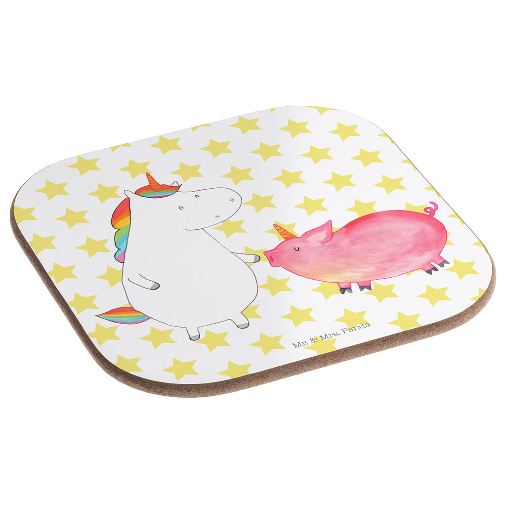 Quadratische Untersetzer Einhorn + Schweinhorn Bierdeckel, Glasuntersetzer, Untersetzer Gläser, Getränkeuntersetzer, Einhorn, Einhörner, Einhorn Deko, Pegasus, Unicorn, Freundschaft, Schweinhorn, Schwein, Freundin, Schweinchen