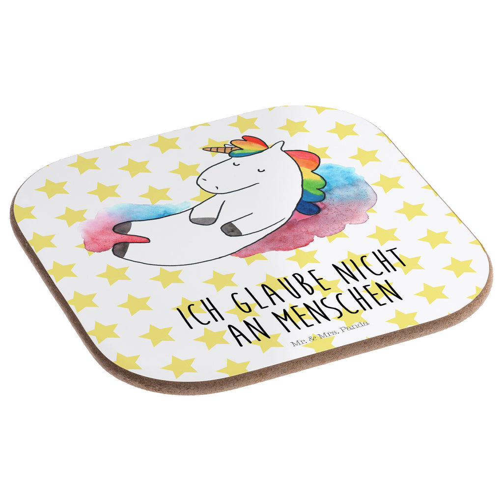 Quadratische Untersetzer Einhorn Wolke 7 Bierdeckel, Glasuntersetzer, Untersetzer Gläser, Getränkeuntersetzer, Einhorn, Einhörner, Einhorn Deko, Pegasus, Unicorn, verliebt, Menschen, witzig, lustig, Geschenk, Glaube, Realität, Lächeln