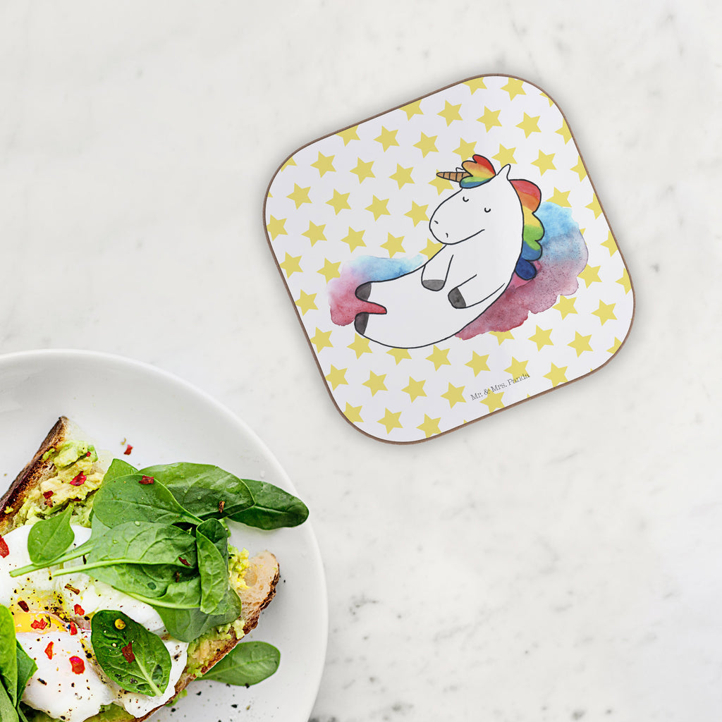 Quadratische Untersetzer Einhorn Wolke 7 Bierdeckel, Glasuntersetzer, Untersetzer Gläser, Getränkeuntersetzer, Einhorn, Einhörner, Einhorn Deko, Pegasus, Unicorn, verliebt, Menschen, witzig, lustig, Geschenk, Glaube, Realität, Lächeln