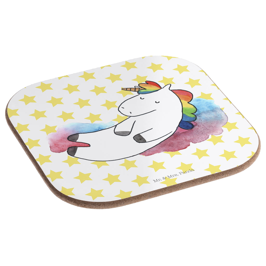 Quadratische Untersetzer Einhorn Wolke 7 Bierdeckel, Glasuntersetzer, Untersetzer Gläser, Getränkeuntersetzer, Einhorn, Einhörner, Einhorn Deko, Pegasus, Unicorn, verliebt, Menschen, witzig, lustig, Geschenk, Glaube, Realität, Lächeln