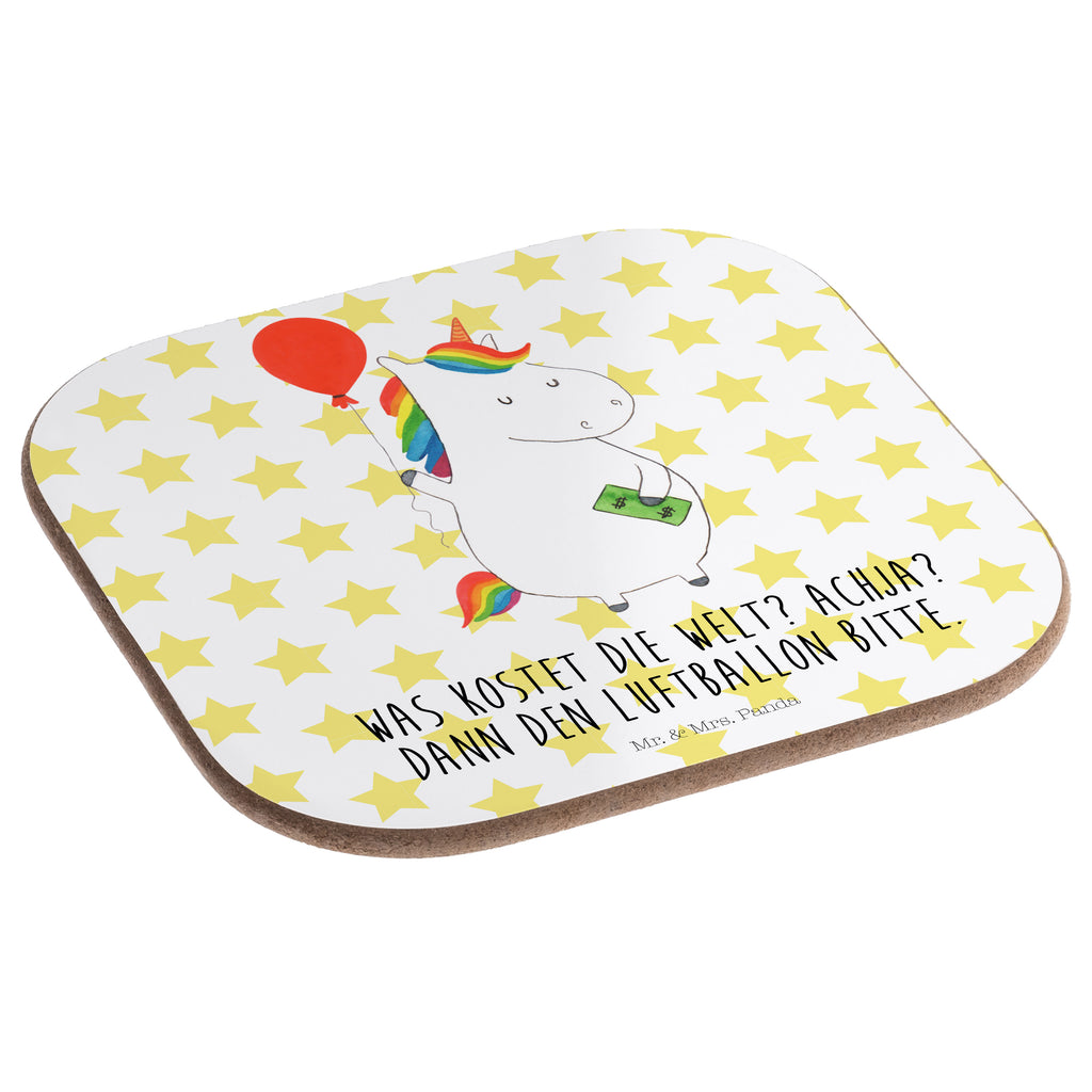 Quadratische Untersetzer Einhorn Luftballon Bierdeckel, Glasuntersetzer, Untersetzer Gläser, Getränkeuntersetzer, Einhorn, Einhörner, Einhorn Deko, Pegasus, Unicorn, Luftballon, Geld, Lebenslust, Freude, Geschenk, Freundin