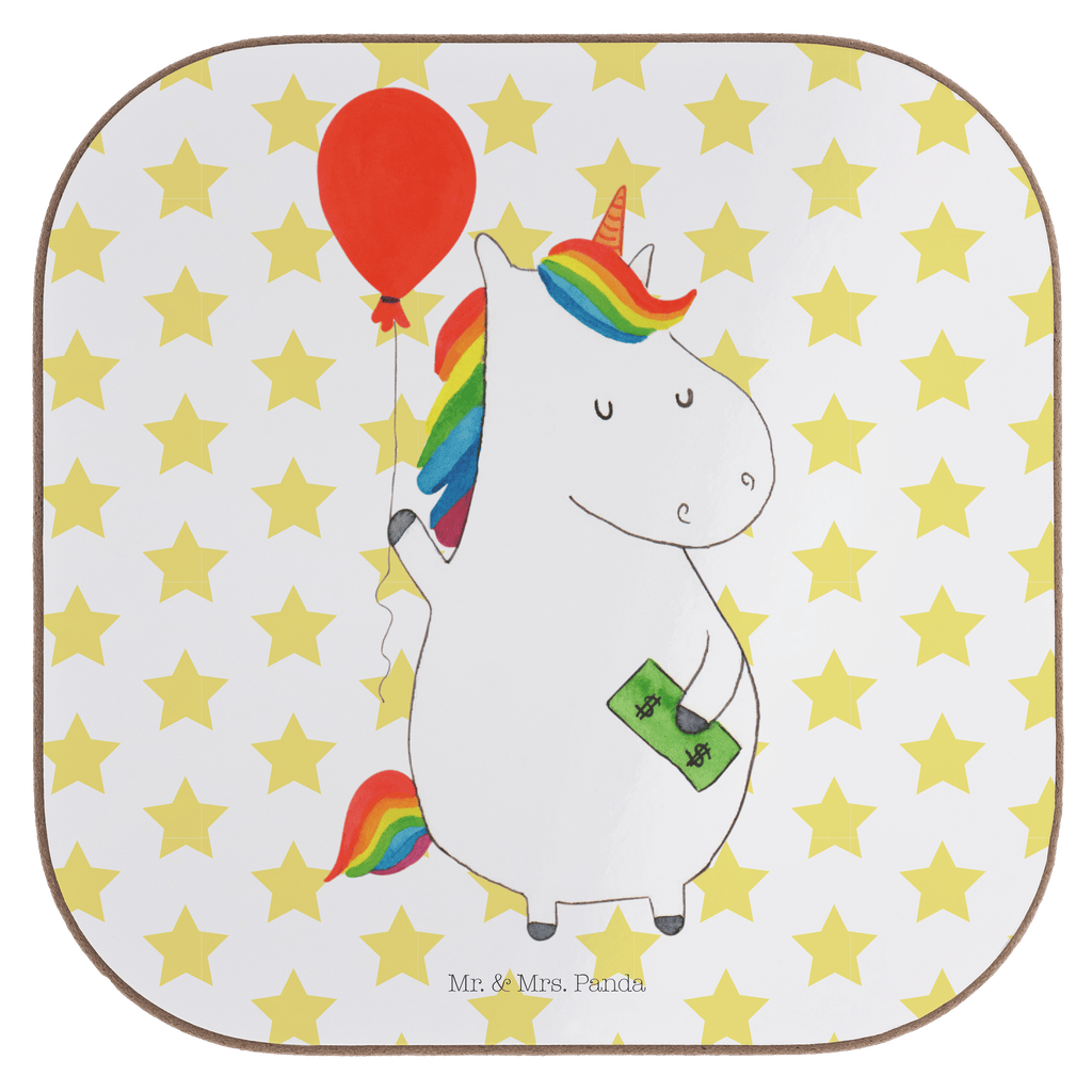 Quadratische Untersetzer Einhorn Luftballon Bierdeckel, Glasuntersetzer, Untersetzer Gläser, Getränkeuntersetzer, Einhorn, Einhörner, Einhorn Deko, Pegasus, Unicorn, Luftballon, Geld, Lebenslust, Freude, Geschenk, Freundin