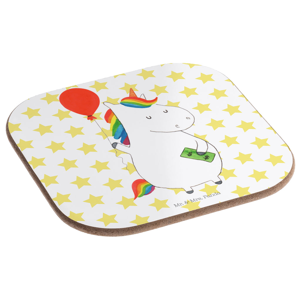 Quadratische Untersetzer Einhorn Luftballon Bierdeckel, Glasuntersetzer, Untersetzer Gläser, Getränkeuntersetzer, Einhorn, Einhörner, Einhorn Deko, Pegasus, Unicorn, Luftballon, Geld, Lebenslust, Freude, Geschenk, Freundin