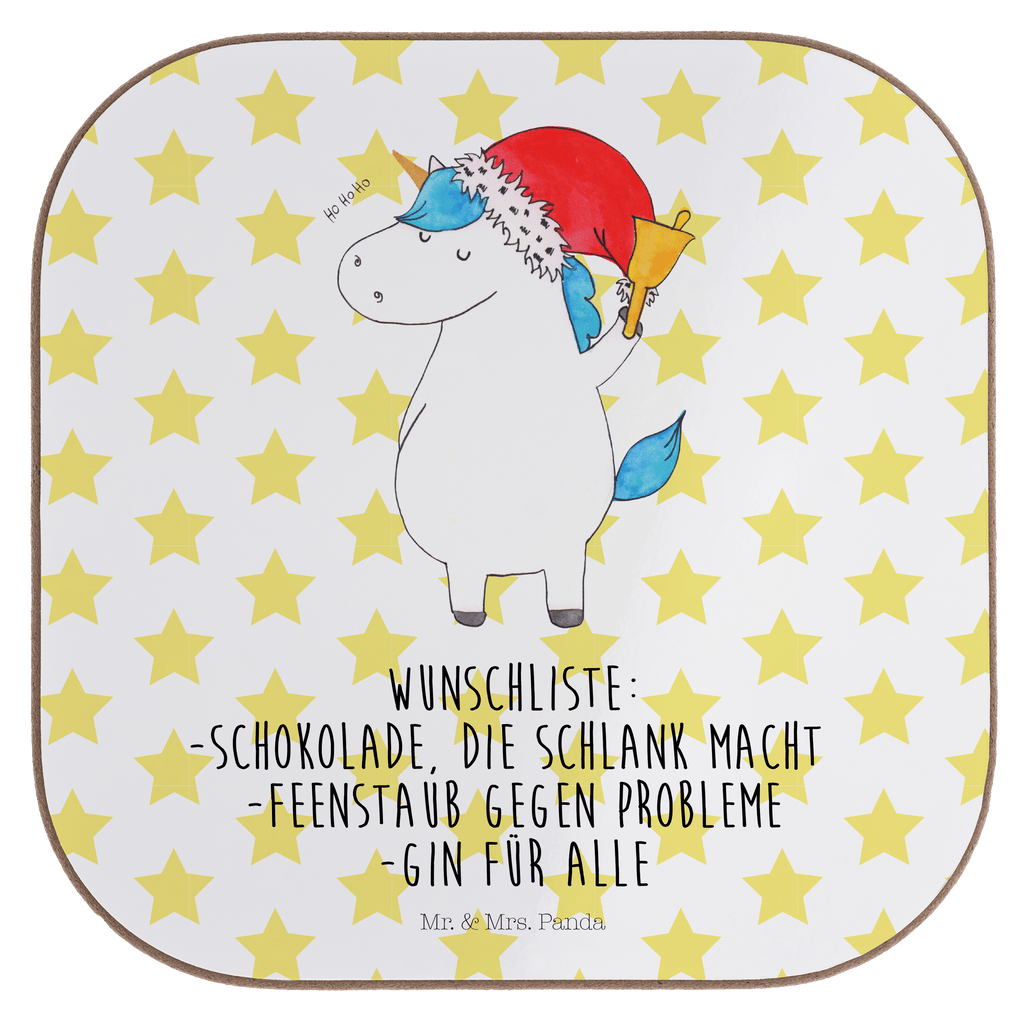 Quadratische Untersetzer Einhorn Weihnachtsmann Bierdeckel, Glasuntersetzer, Untersetzer Gläser, Getränkeuntersetzer, Einhorn, Einhörner, Einhorn Deko, Pegasus, Unicorn, Gin, Schokolade, Schoki, Weihnachten, Weihnachtsmann, Nikolaus, Wunschzettel, Wunschliste, Feenstaub