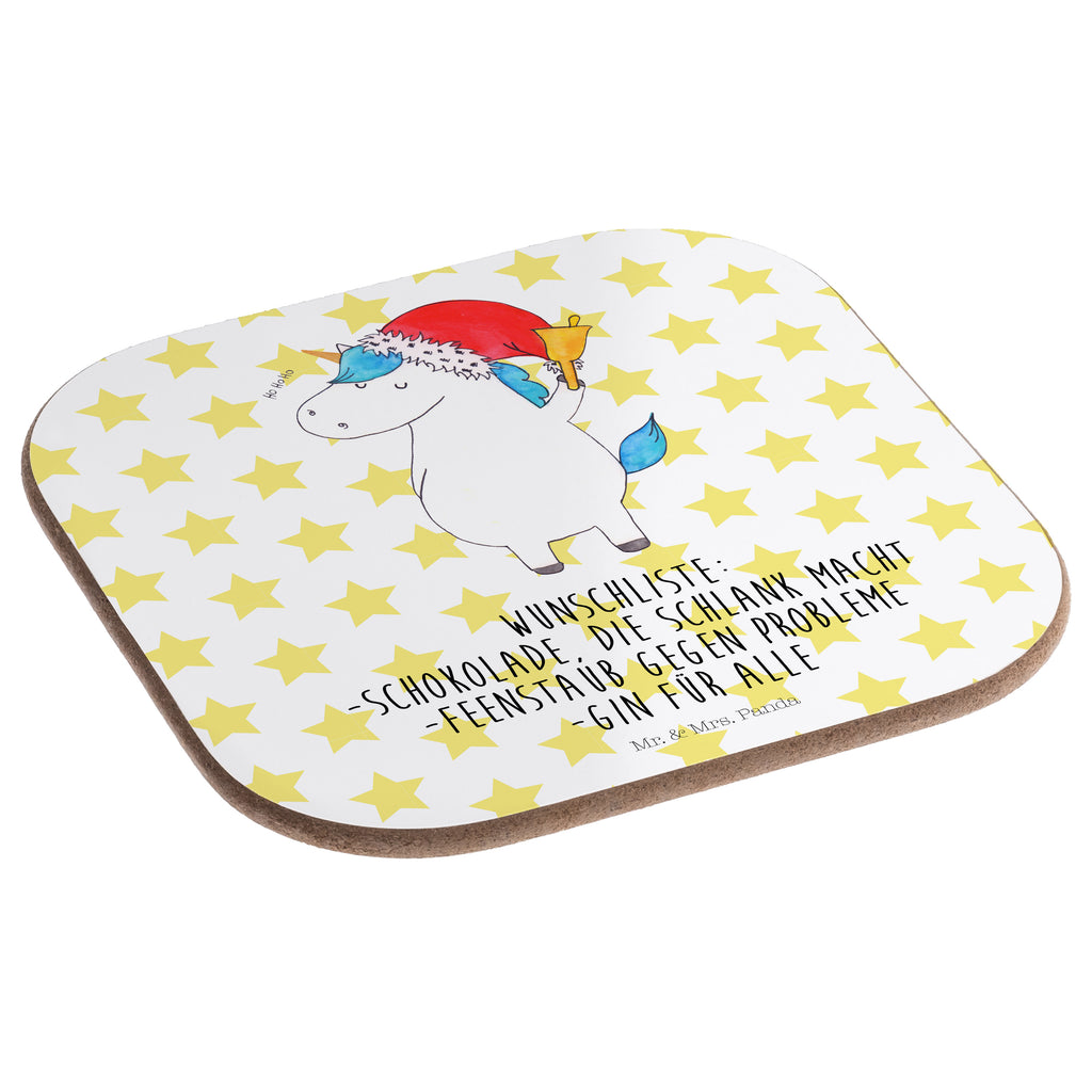 Quadratische Untersetzer Einhorn Weihnachtsmann Bierdeckel, Glasuntersetzer, Untersetzer Gläser, Getränkeuntersetzer, Einhorn, Einhörner, Einhorn Deko, Pegasus, Unicorn, Gin, Schokolade, Schoki, Weihnachten, Weihnachtsmann, Nikolaus, Wunschzettel, Wunschliste, Feenstaub