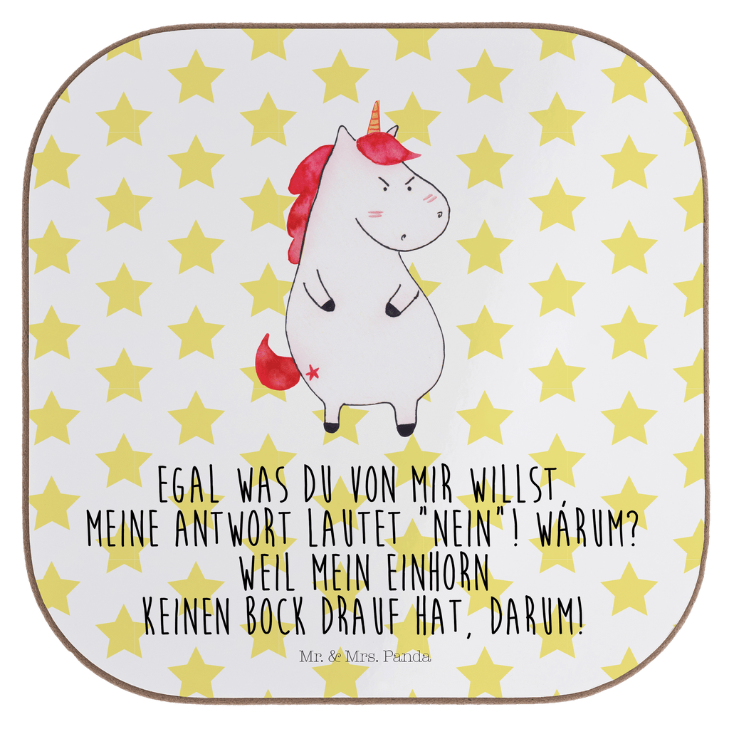 Quadratische Untersetzer Einhorn wütend Bierdeckel, Glasuntersetzer, Untersetzer Gläser, Getränkeuntersetzer, Einhorn, Einhörner, Einhorn Deko, Pegasus, Unicorn, Realität, Ansage, lustlos, nein, Büro, Arbeit, wütend, dumme Fragen, lustig, Spaß, Geschenk