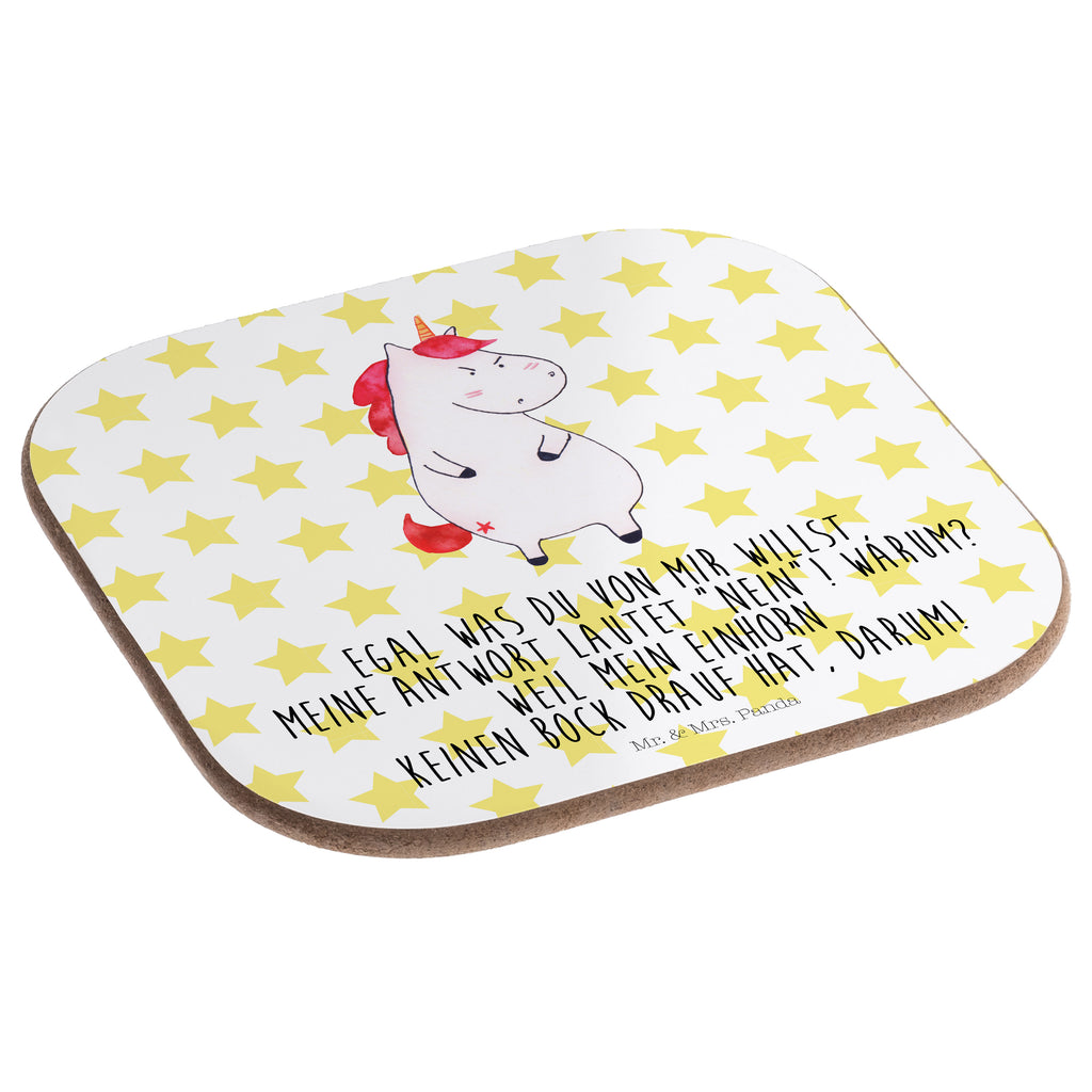 Quadratische Untersetzer Einhorn wütend Bierdeckel, Glasuntersetzer, Untersetzer Gläser, Getränkeuntersetzer, Einhorn, Einhörner, Einhorn Deko, Pegasus, Unicorn, Realität, Ansage, lustlos, nein, Büro, Arbeit, wütend, dumme Fragen, lustig, Spaß, Geschenk