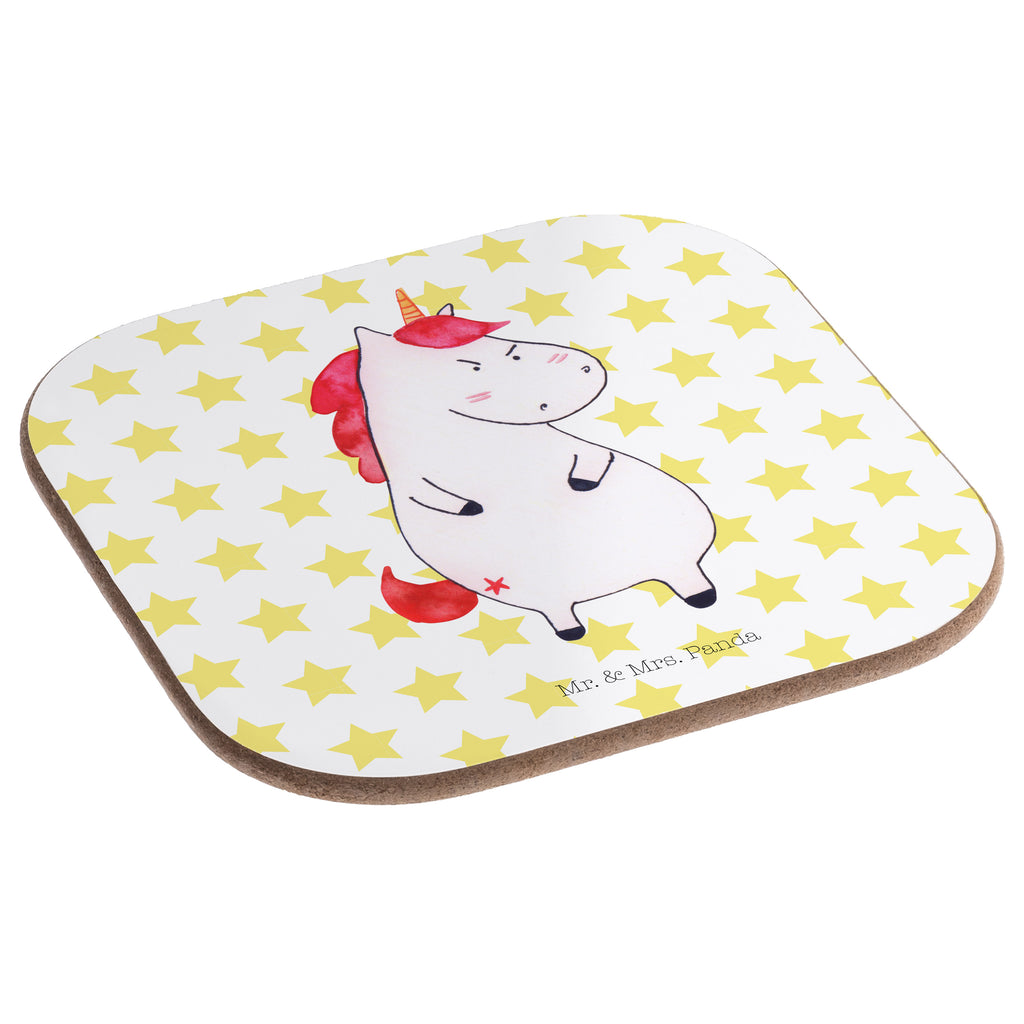 Quadratische Untersetzer Einhorn wütend Bierdeckel, Glasuntersetzer, Untersetzer Gläser, Getränkeuntersetzer, Einhorn, Einhörner, Einhorn Deko, Pegasus, Unicorn, Realität, Ansage, lustlos, nein, Büro, Arbeit, wütend, dumme Fragen, lustig, Spaß, Geschenk