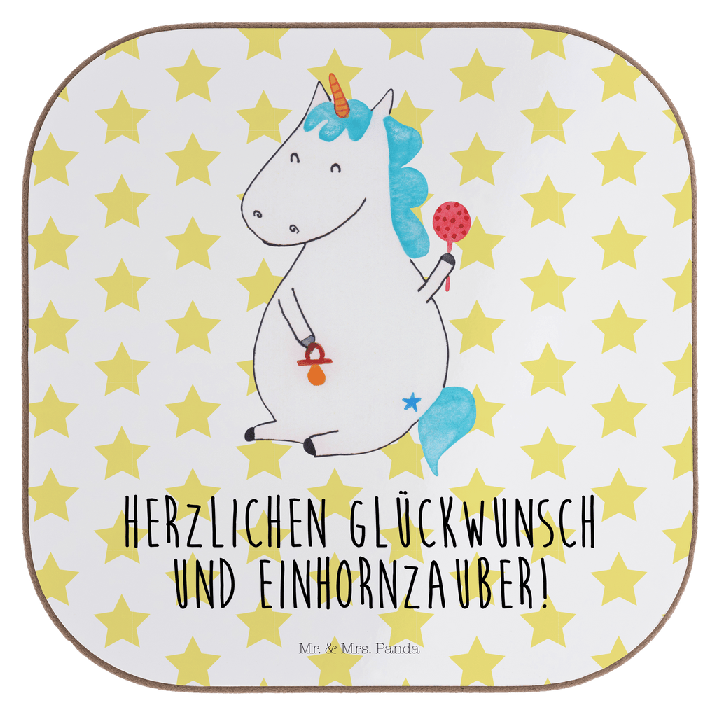 Quadratische Untersetzer Einhorn Baby Bierdeckel, Glasuntersetzer, Untersetzer Gläser, Getränkeuntersetzer, Einhorn, Einhörner, Einhorn Deko, Pegasus, Unicorn, Mutter, Geburt, Geburtstag, erstes Kind, Baby, Babyglück, Nachwuchs, Eltern, Party, Kind, Schnuller