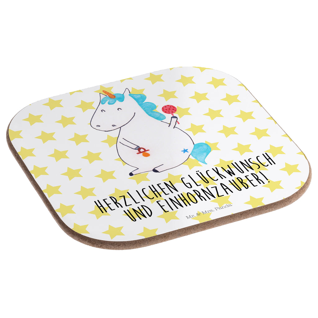 Quadratische Untersetzer Einhorn Baby Bierdeckel, Glasuntersetzer, Untersetzer Gläser, Getränkeuntersetzer, Einhorn, Einhörner, Einhorn Deko, Pegasus, Unicorn, Mutter, Geburt, Geburtstag, erstes Kind, Baby, Babyglück, Nachwuchs, Eltern, Party, Kind, Schnuller