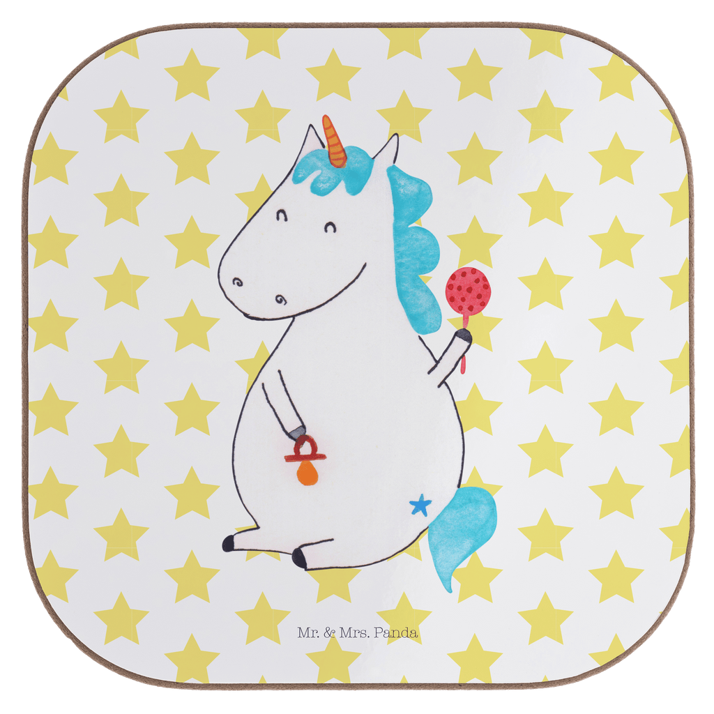 Quadratische Untersetzer Einhorn Baby Bierdeckel, Glasuntersetzer, Untersetzer Gläser, Getränkeuntersetzer, Einhorn, Einhörner, Einhorn Deko, Pegasus, Unicorn, Mutter, Geburt, Geburtstag, erstes Kind, Baby, Babyglück, Nachwuchs, Eltern, Party, Kind, Schnuller
