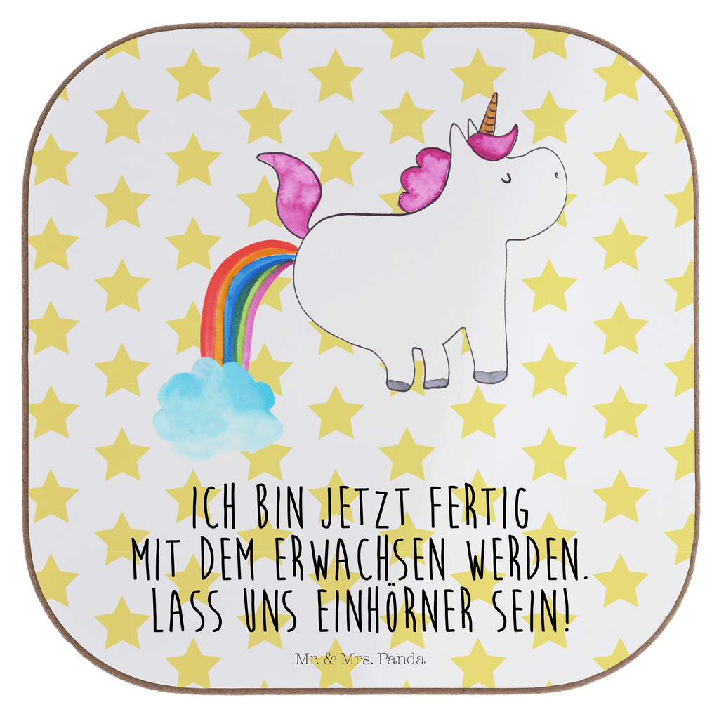 Quadratische Untersetzer Einhorn Pupsend Bierdeckel, Glasuntersetzer, Untersetzer Gläser, Getränkeuntersetzer, Einhorn, Einhörner, Einhorn Deko, Pegasus, Unicorn, Pups, Regenbogen, Glitzer, Einhornpower, Erwachsenwerden, Spaß, lustig, Freundin