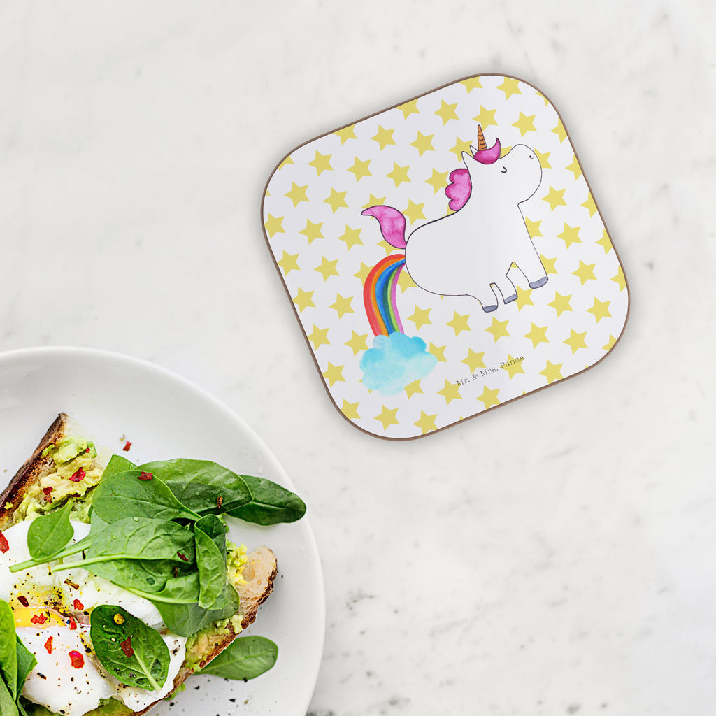 Quadratische Untersetzer Einhorn Pupsend Bierdeckel, Glasuntersetzer, Untersetzer Gläser, Getränkeuntersetzer, Einhorn, Einhörner, Einhorn Deko, Pegasus, Unicorn, Pups, Regenbogen, Glitzer, Einhornpower, Erwachsenwerden, Spaß, lustig, Freundin