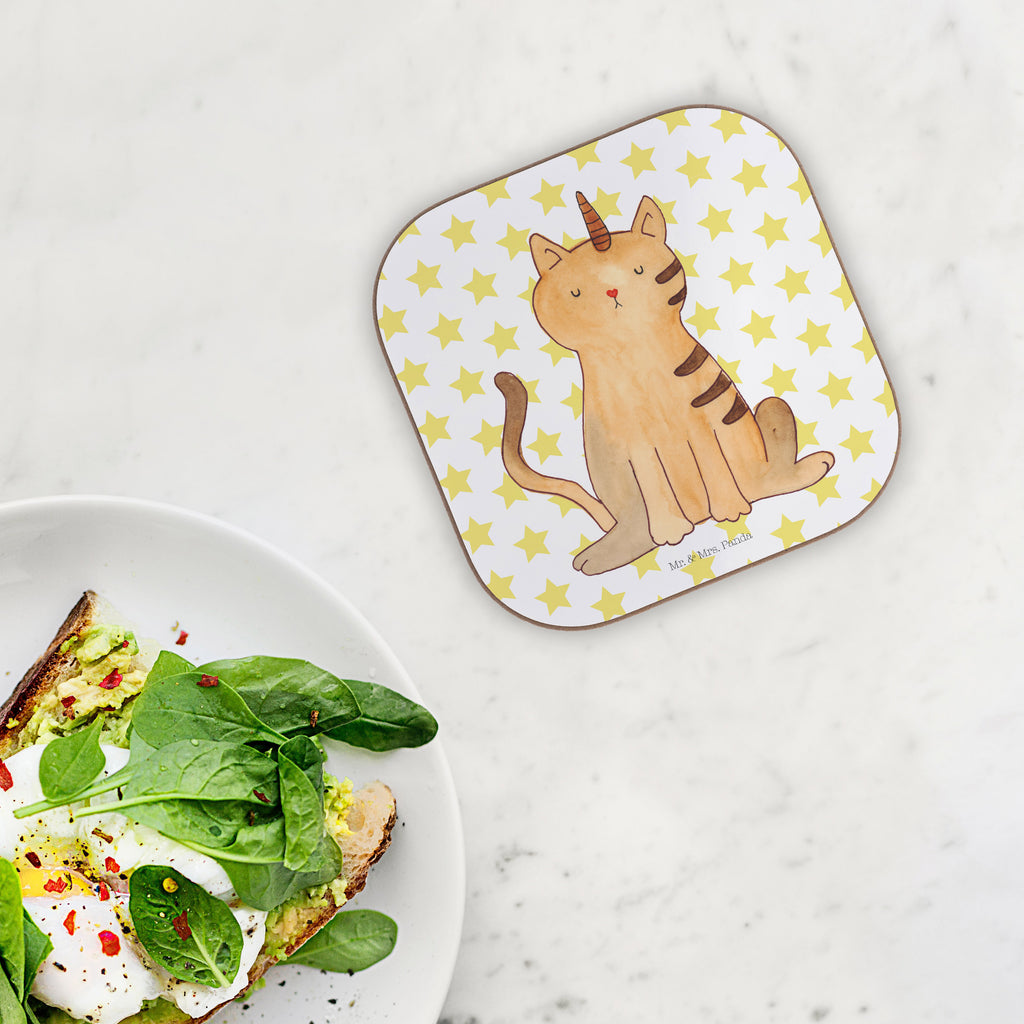 Quadratische Untersetzer Einhorn Katze Bierdeckel, Glasuntersetzer, Untersetzer Gläser, Getränkeuntersetzer, Einhorn, Einhörner, Einhorn Deko, Pegasus, Unicorn, Katzer, Mieze, Regenbogen, Glitzer, Einhornpower, Erwachsenwerden, Katze, Katzenhorn, Einhornkatze, Kittyhorn