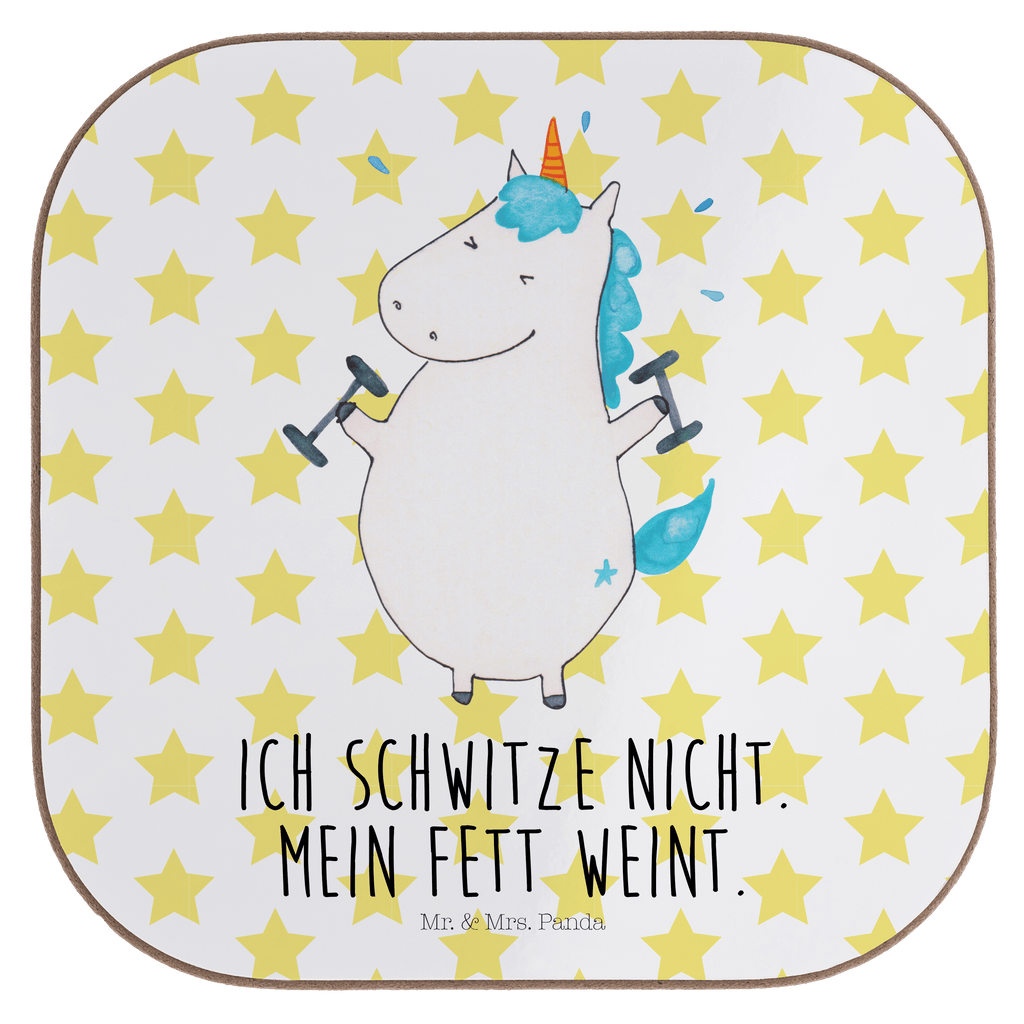 Quadratische Untersetzer Einhorn Fitness Bierdeckel, Glasuntersetzer, Untersetzer Gläser, Getränkeuntersetzer, Einhorn, Einhörner, Einhorn Deko, Pegasus, Unicorn, Gym, Fitness, Fitnessstudio, Diät, Abnehmen, Sport, Pumpen, Geräte, Sixpack