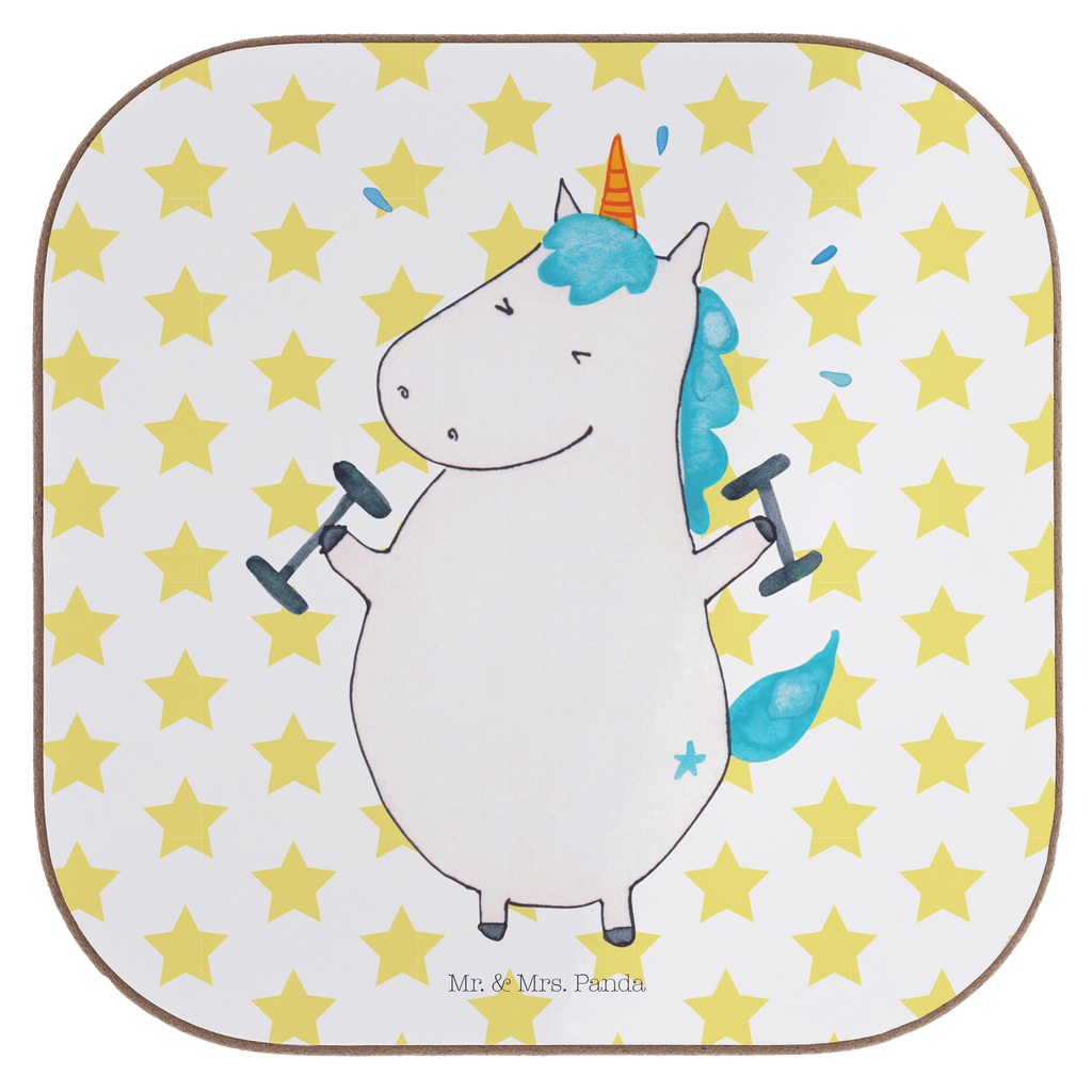 Quadratische Untersetzer Einhorn Fitness Bierdeckel, Glasuntersetzer, Untersetzer Gläser, Getränkeuntersetzer, Einhorn, Einhörner, Einhorn Deko, Pegasus, Unicorn, Gym, Fitness, Fitnessstudio, Diät, Abnehmen, Sport, Pumpen, Geräte, Sixpack