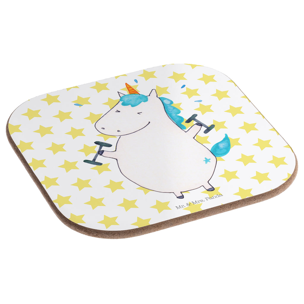 Quadratische Untersetzer Einhorn Fitness Bierdeckel, Glasuntersetzer, Untersetzer Gläser, Getränkeuntersetzer, Einhorn, Einhörner, Einhorn Deko, Pegasus, Unicorn, Gym, Fitness, Fitnessstudio, Diät, Abnehmen, Sport, Pumpen, Geräte, Sixpack