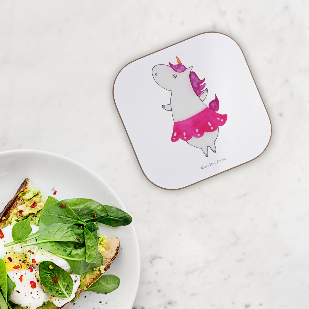 Quadratische Untersetzer Einhorn Ballerina Bierdeckel, Glasuntersetzer, Untersetzer Gläser, Getränkeuntersetzer, Einhorn, Einhörner, Einhorn Deko, Pegasus, Unicorn, Tanzen, Ballerina, Party, Wohnung, Spaß, Feiern, Geburtstag, Tänzerin, Lebenslust, Lebensfreude