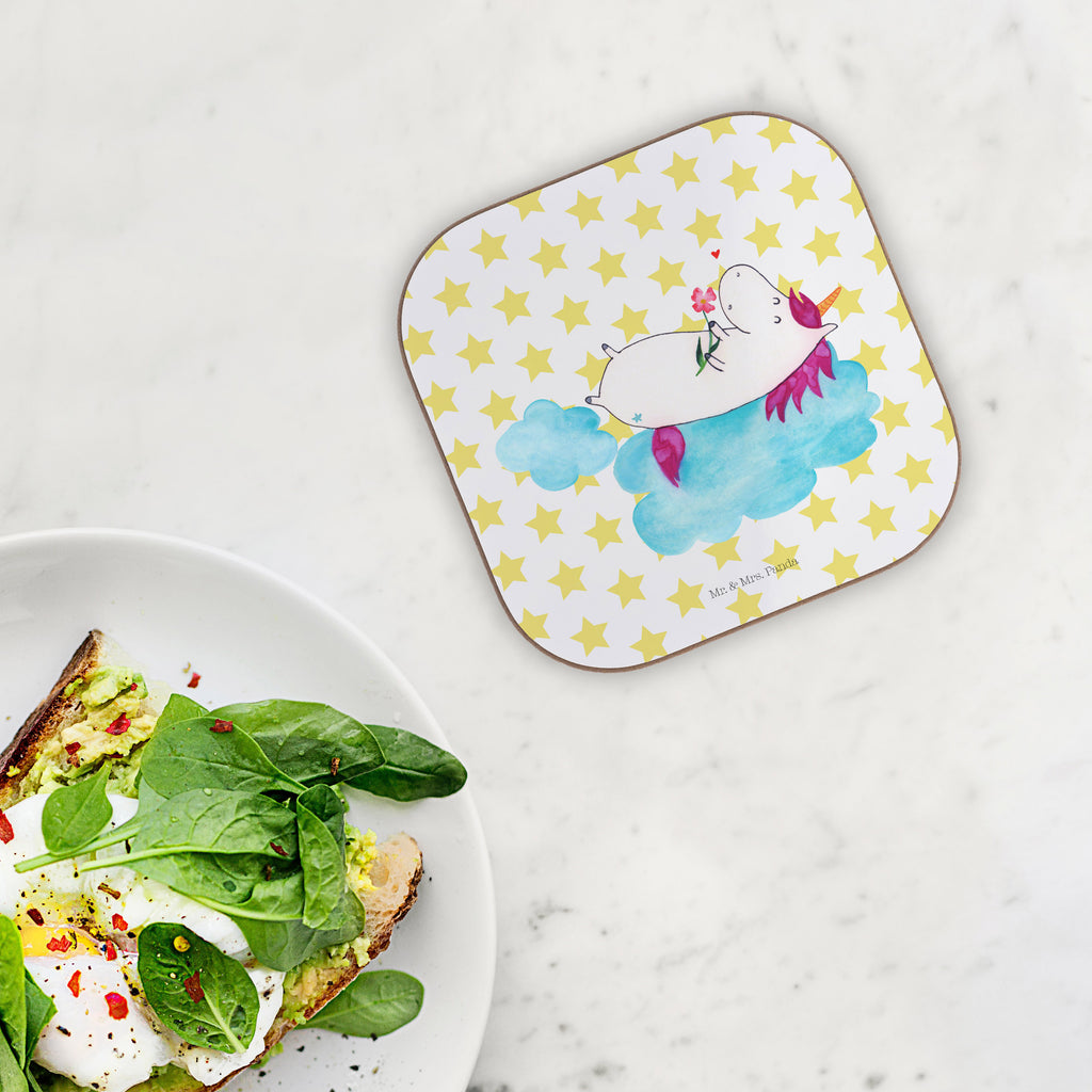 Quadratische Untersetzer Einhorn verliebt auf Wolke Bierdeckel, Glasuntersetzer, Untersetzer Gläser, Getränkeuntersetzer, Einhorn, Einhörner, Einhorn Deko, Pegasus, Unicorn, verliebt, Liebe, Liebesbeweis, Freundin, Wolke