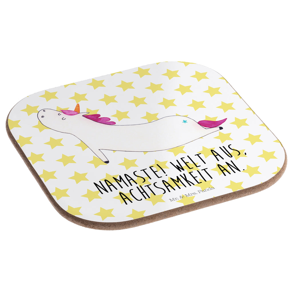 Quadratische Untersetzer Einhorn Yoga Bierdeckel, Glasuntersetzer, Untersetzer Gläser, Getränkeuntersetzer, Einhorn, Einhörner, Einhorn Deko, Pegasus, Unicorn, Yoga, Namaste, Achtsamkeit, Entspannung, Joga, Yogamatte, Sport, lustig, witzig, süß