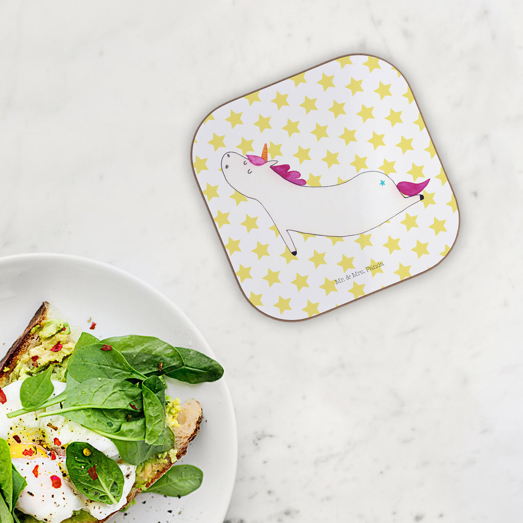 Quadratische Untersetzer Einhorn Yoga Bierdeckel, Glasuntersetzer, Untersetzer Gläser, Getränkeuntersetzer, Einhorn, Einhörner, Einhorn Deko, Pegasus, Unicorn, Yoga, Namaste, Achtsamkeit, Entspannung, Joga, Yogamatte, Sport, lustig, witzig, süß