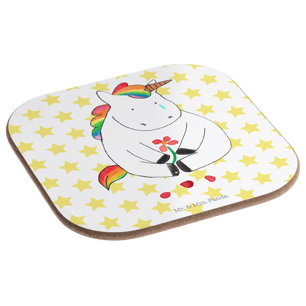 Quadratische Untersetzer Einhorn Traurig Bierdeckel, Glasuntersetzer, Untersetzer Gläser, Getränkeuntersetzer, Einhorn, Einhörner, Einhorn Deko, Pegasus, Unicorn, Glitzer, Trösten. Freundschaft, Freunde, Liebe, Trauer, Grußkarte, Blume
