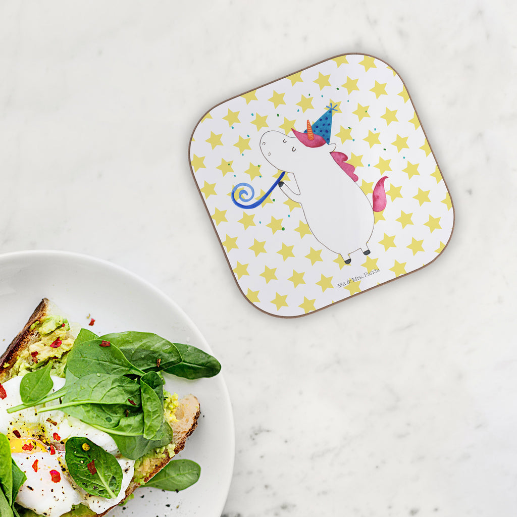 Quadratische Untersetzer Einhorn Party Bierdeckel, Glasuntersetzer, Untersetzer Gläser, Getränkeuntersetzer, Einhorn, Einhörner, Einhorn Deko, Pegasus, Unicorn, Glitzer, Konfetti, Party, Geburtstag, Feier, Fest, Alkohol, Disco, Club