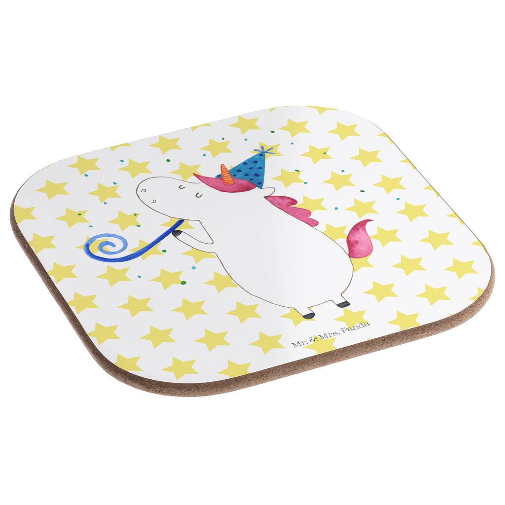 Quadratische Untersetzer Einhorn Party Bierdeckel, Glasuntersetzer, Untersetzer Gläser, Getränkeuntersetzer, Einhorn, Einhörner, Einhorn Deko, Pegasus, Unicorn, Glitzer, Konfetti, Party, Geburtstag, Feier, Fest, Alkohol, Disco, Club