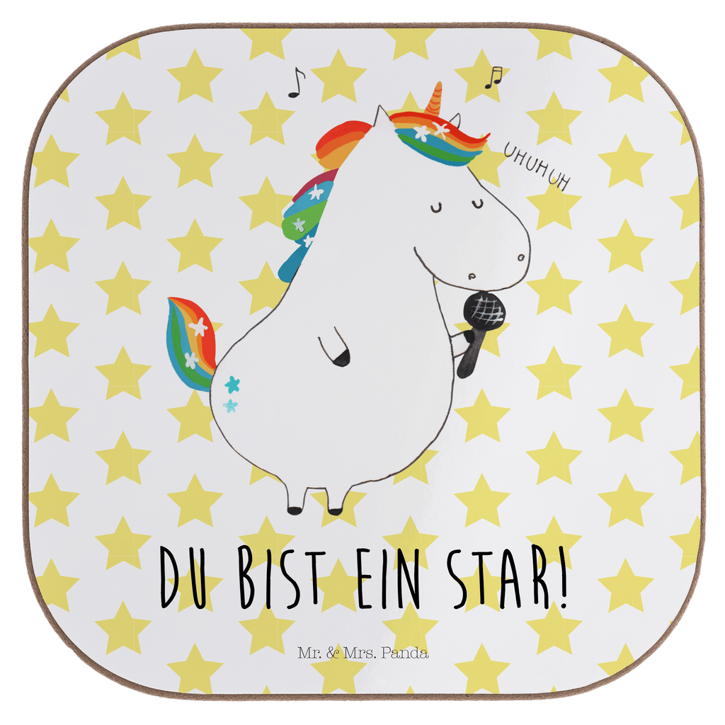 Quadratische Untersetzer Einhorn Sänger Bierdeckel, Glasuntersetzer, Untersetzer Gläser, Getränkeuntersetzer, Einhorn, Einhörner, Einhorn Deko, Pegasus, Unicorn, Glitzer, Konfetti, Party, Geburtstag, Feier, Fest, Disco, Sängerin, Sänger, Freundin