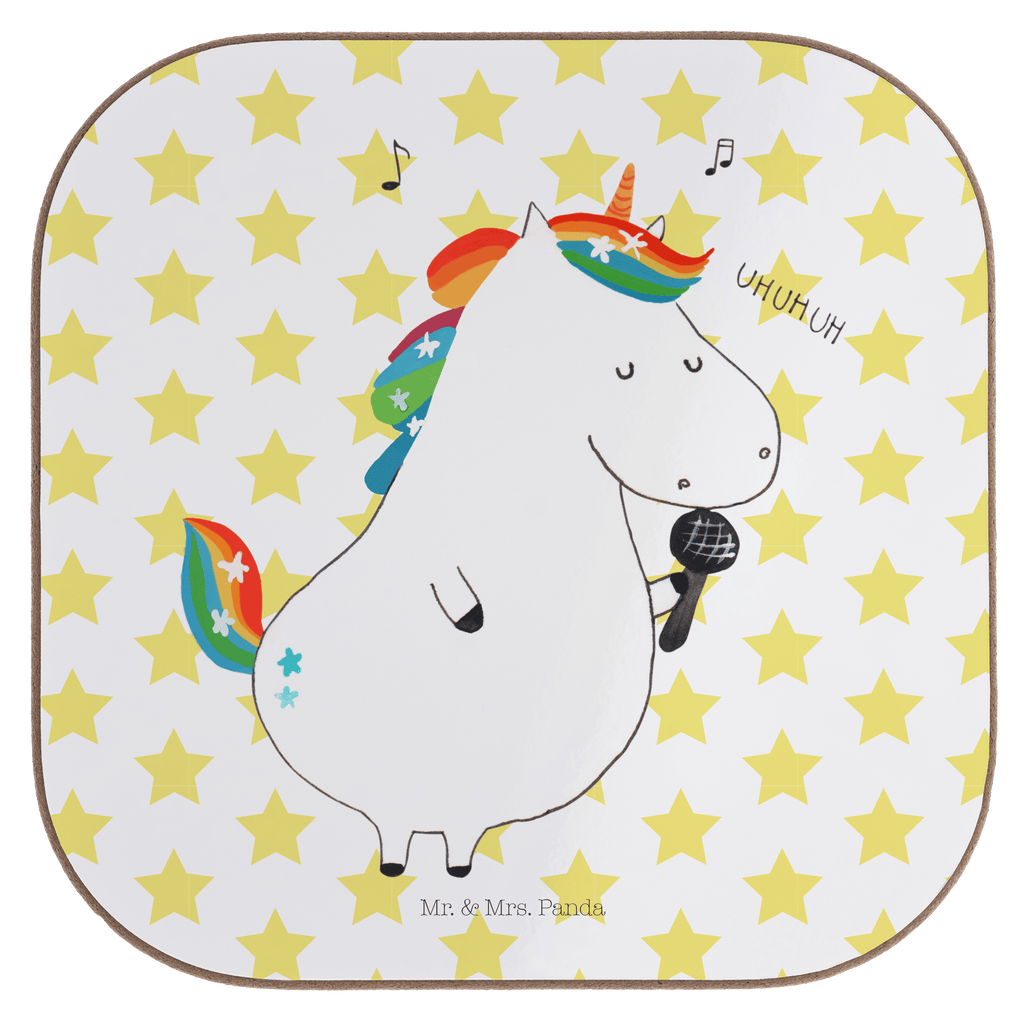 Quadratische Untersetzer Einhorn Sänger Bierdeckel, Glasuntersetzer, Untersetzer Gläser, Getränkeuntersetzer, Einhorn, Einhörner, Einhorn Deko, Pegasus, Unicorn, Glitzer, Konfetti, Party, Geburtstag, Feier, Fest, Disco, Sängerin, Sänger, Freundin