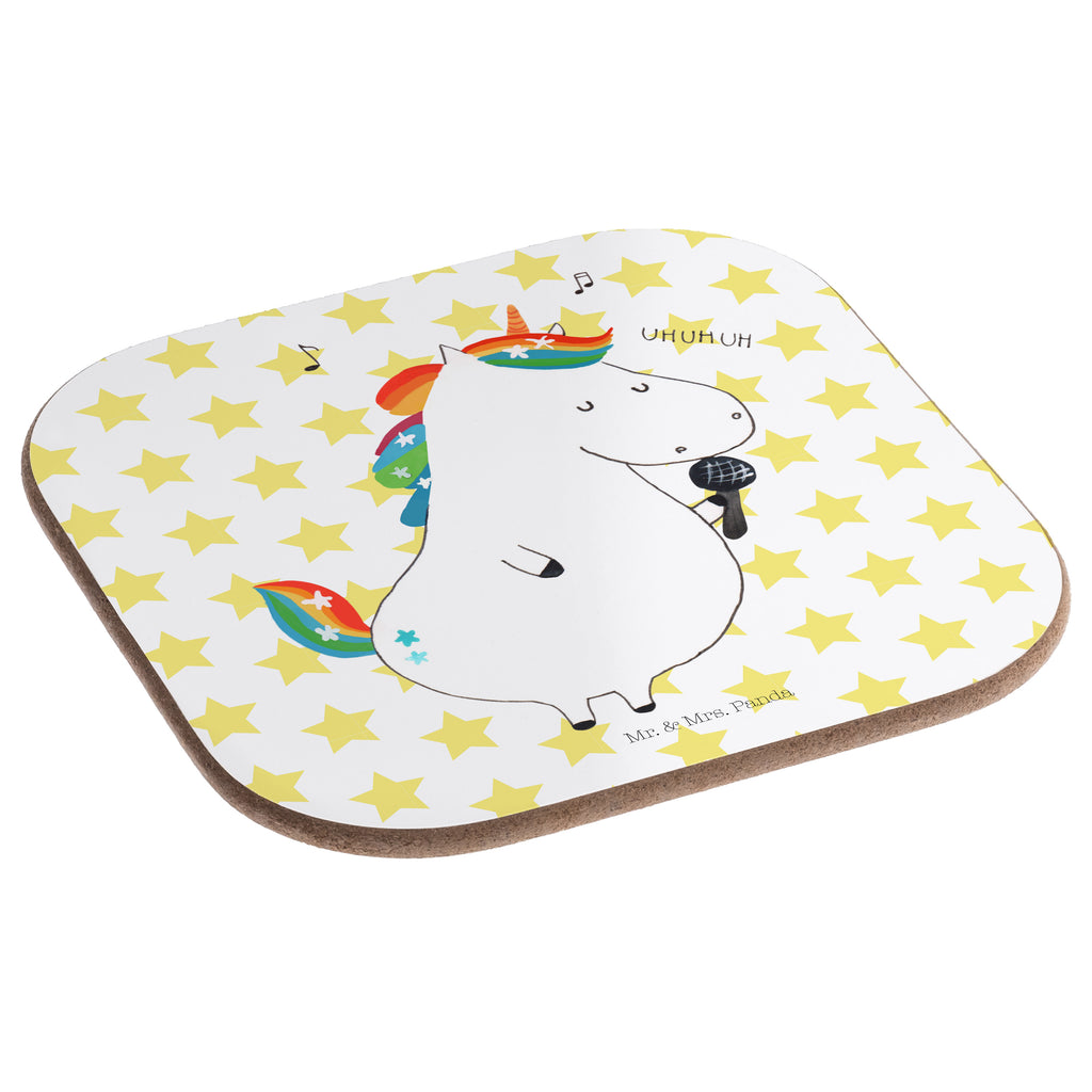 Quadratische Untersetzer Einhorn Sänger Bierdeckel, Glasuntersetzer, Untersetzer Gläser, Getränkeuntersetzer, Einhorn, Einhörner, Einhorn Deko, Pegasus, Unicorn, Glitzer, Konfetti, Party, Geburtstag, Feier, Fest, Disco, Sängerin, Sänger, Freundin