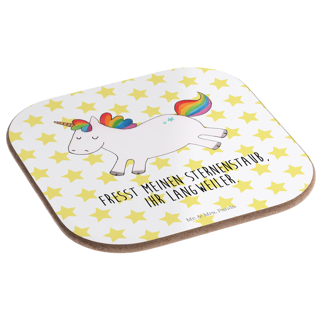 Quadratische Untersetzer Einhorn Happy Bierdeckel, Glasuntersetzer, Untersetzer Gläser, Getränkeuntersetzer, Einhorn, Einhörner, Einhorn Deko, Pegasus, Unicorn, glücklich, fröhlich, Spaß, Freude, Lebensfreude, witzig, spannend, Lächeln, Lachen