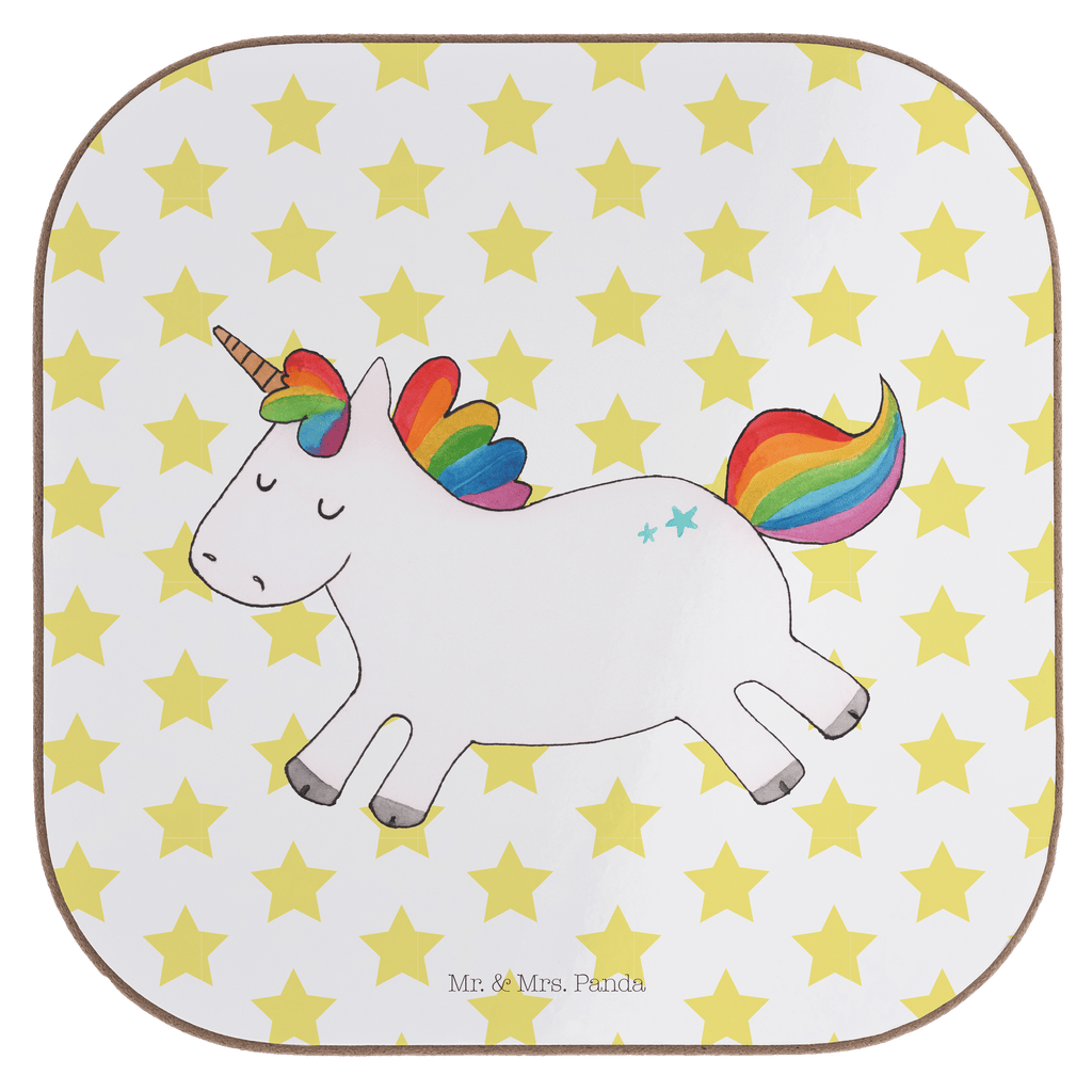 Quadratische Untersetzer Einhorn Happy Bierdeckel, Glasuntersetzer, Untersetzer Gläser, Getränkeuntersetzer, Einhorn, Einhörner, Einhorn Deko, Pegasus, Unicorn, glücklich, fröhlich, Spaß, Freude, Lebensfreude, witzig, spannend, Lächeln, Lachen