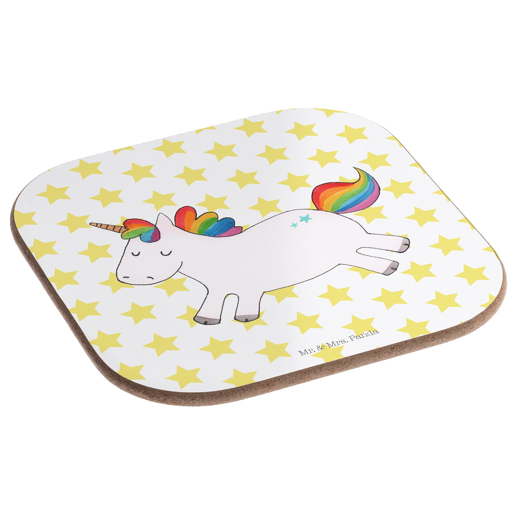 Quadratische Untersetzer Einhorn Happy Bierdeckel, Glasuntersetzer, Untersetzer Gläser, Getränkeuntersetzer, Einhorn, Einhörner, Einhorn Deko, Pegasus, Unicorn, glücklich, fröhlich, Spaß, Freude, Lebensfreude, witzig, spannend, Lächeln, Lachen