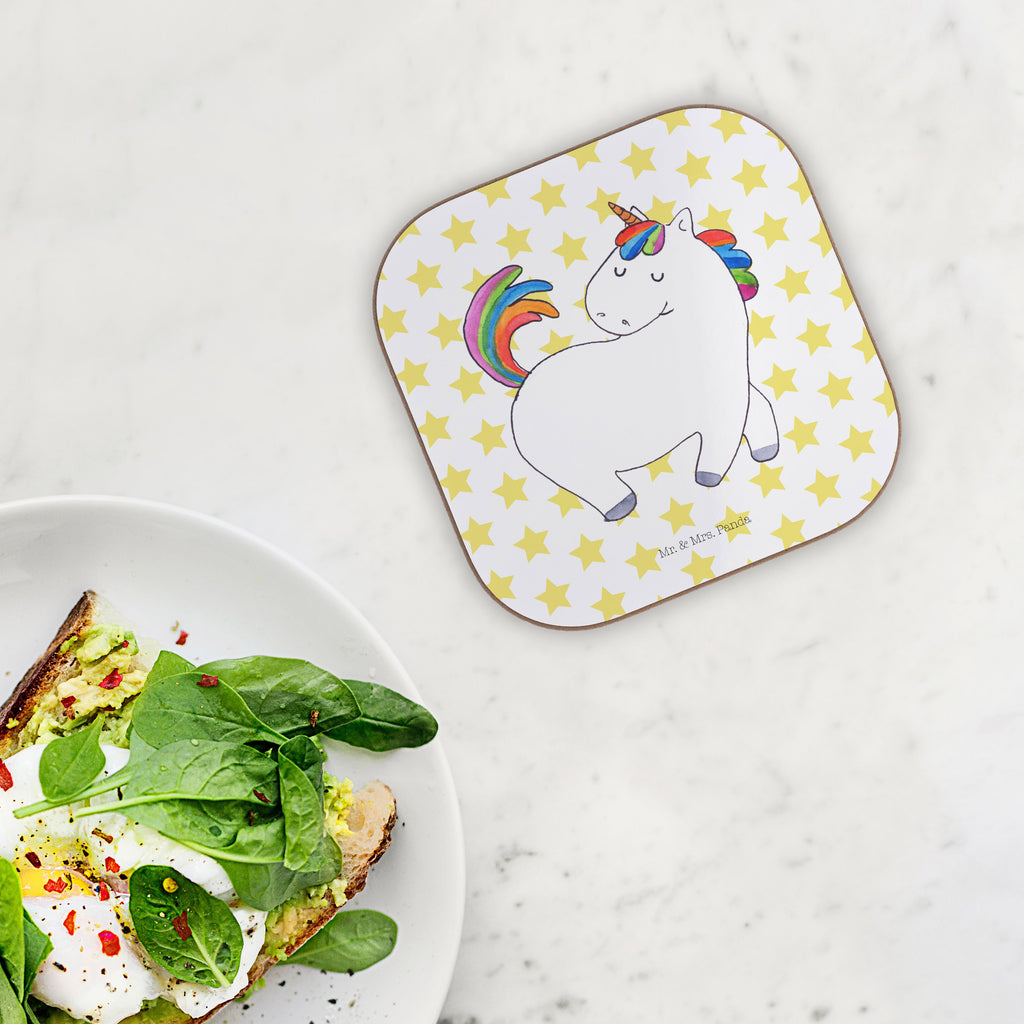 Quadratische Untersetzer Einhorn stolzierend Bierdeckel, Glasuntersetzer, Untersetzer Gläser, Getränkeuntersetzer, Einhorn, Einhörner, Einhorn Deko, Pegasus, Unicorn, stolz, anders, bunt, Pferd, Reiter, Reiten, Freundin, Geschenk