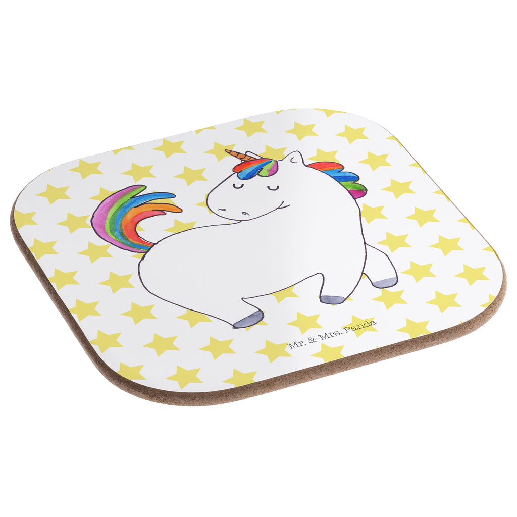 Quadratische Untersetzer Einhorn stolzierend Bierdeckel, Glasuntersetzer, Untersetzer Gläser, Getränkeuntersetzer, Einhorn, Einhörner, Einhorn Deko, Pegasus, Unicorn, stolz, anders, bunt, Pferd, Reiter, Reiten, Freundin, Geschenk