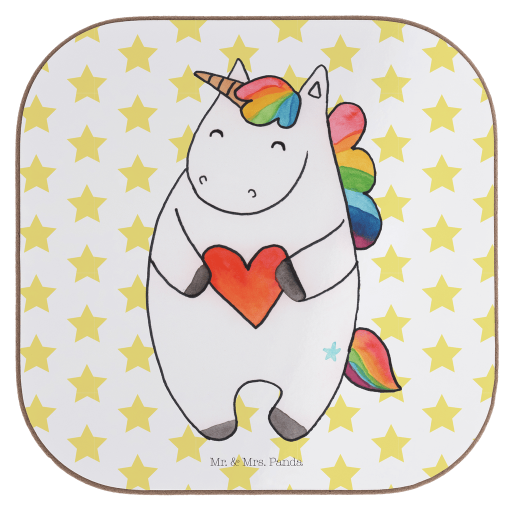 Quadratische Untersetzer Einhorn Herz Bierdeckel, Glasuntersetzer, Untersetzer Gläser, Getränkeuntersetzer, Einhorn, Einhörner, Einhorn Deko, Pegasus, Unicorn, Herz, schlimm, böse, witzig, lustig, Freundin, anders, bunt