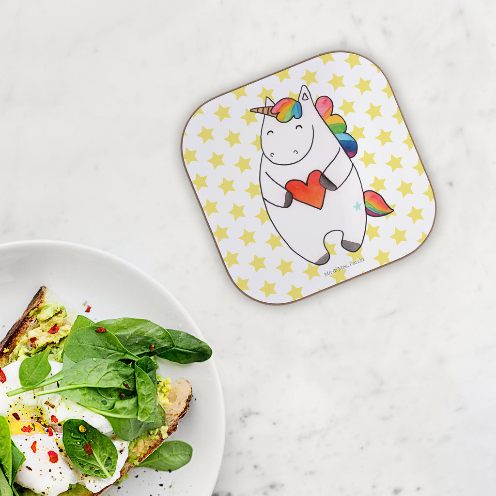 Quadratische Untersetzer Einhorn Herz Bierdeckel, Glasuntersetzer, Untersetzer Gläser, Getränkeuntersetzer, Einhorn, Einhörner, Einhorn Deko, Pegasus, Unicorn, Herz, schlimm, böse, witzig, lustig, Freundin, anders, bunt