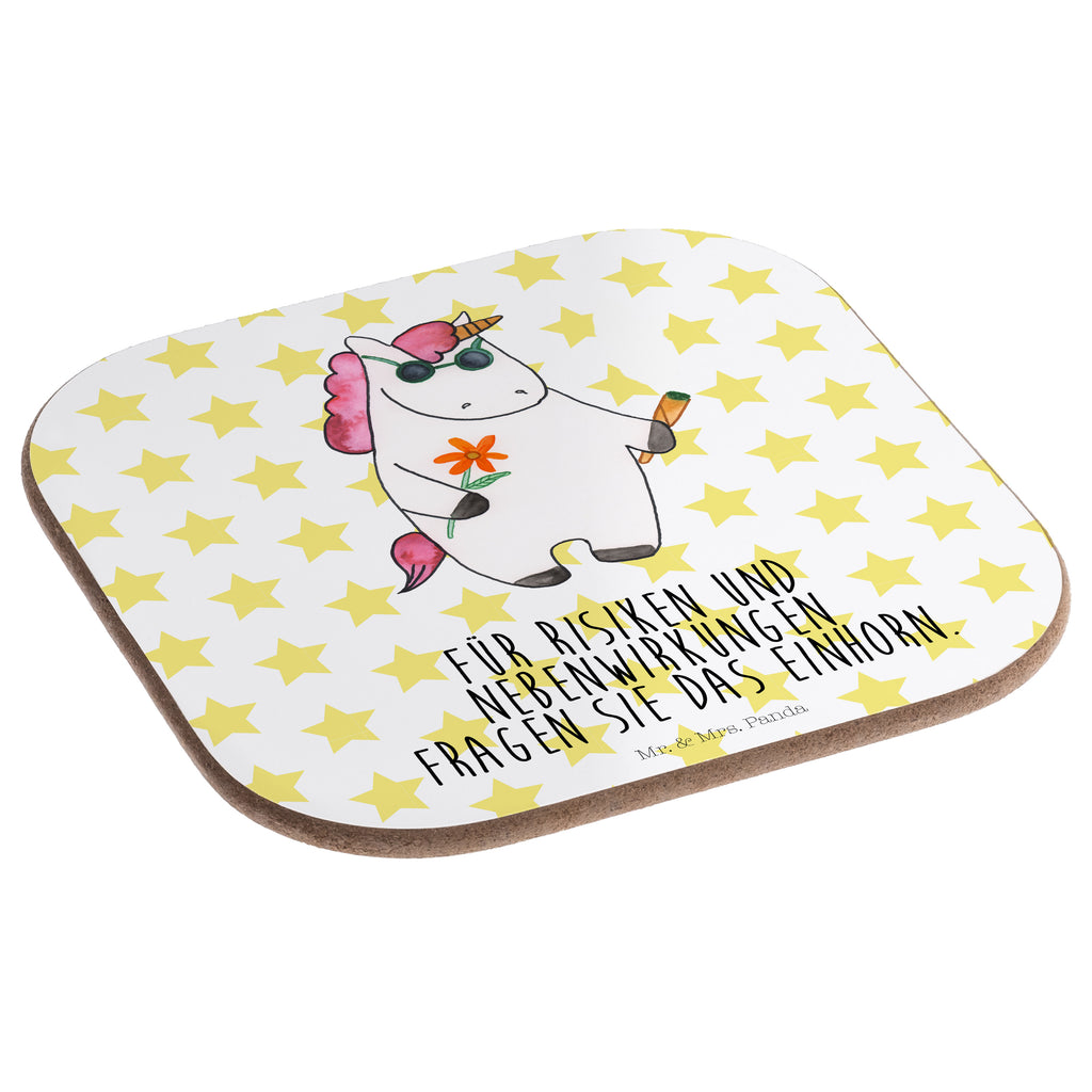 Quadratische Untersetzer Einhorn Woodstock Bierdeckel, Glasuntersetzer, Untersetzer Gläser, Getränkeuntersetzer, Einhorn, Einhörner, Einhorn Deko, Pegasus, Unicorn, Kiffen, Joint, Zigarette, Alkohol, Party, Spaß. lustig, witzig, Woodstock